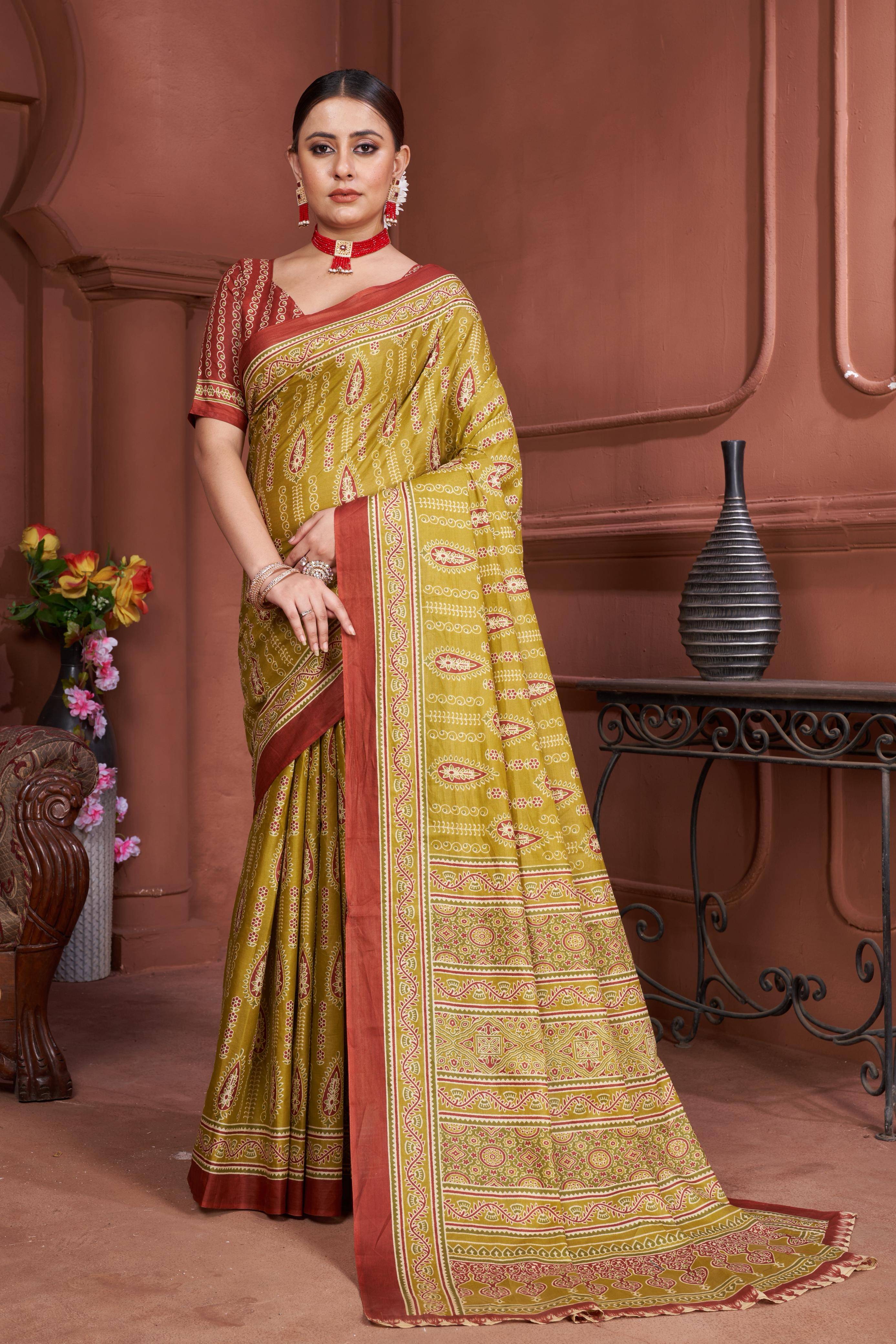     			Panbai sarees Cotton Solid Regular Saree Without Blouse Piece ( Olive )