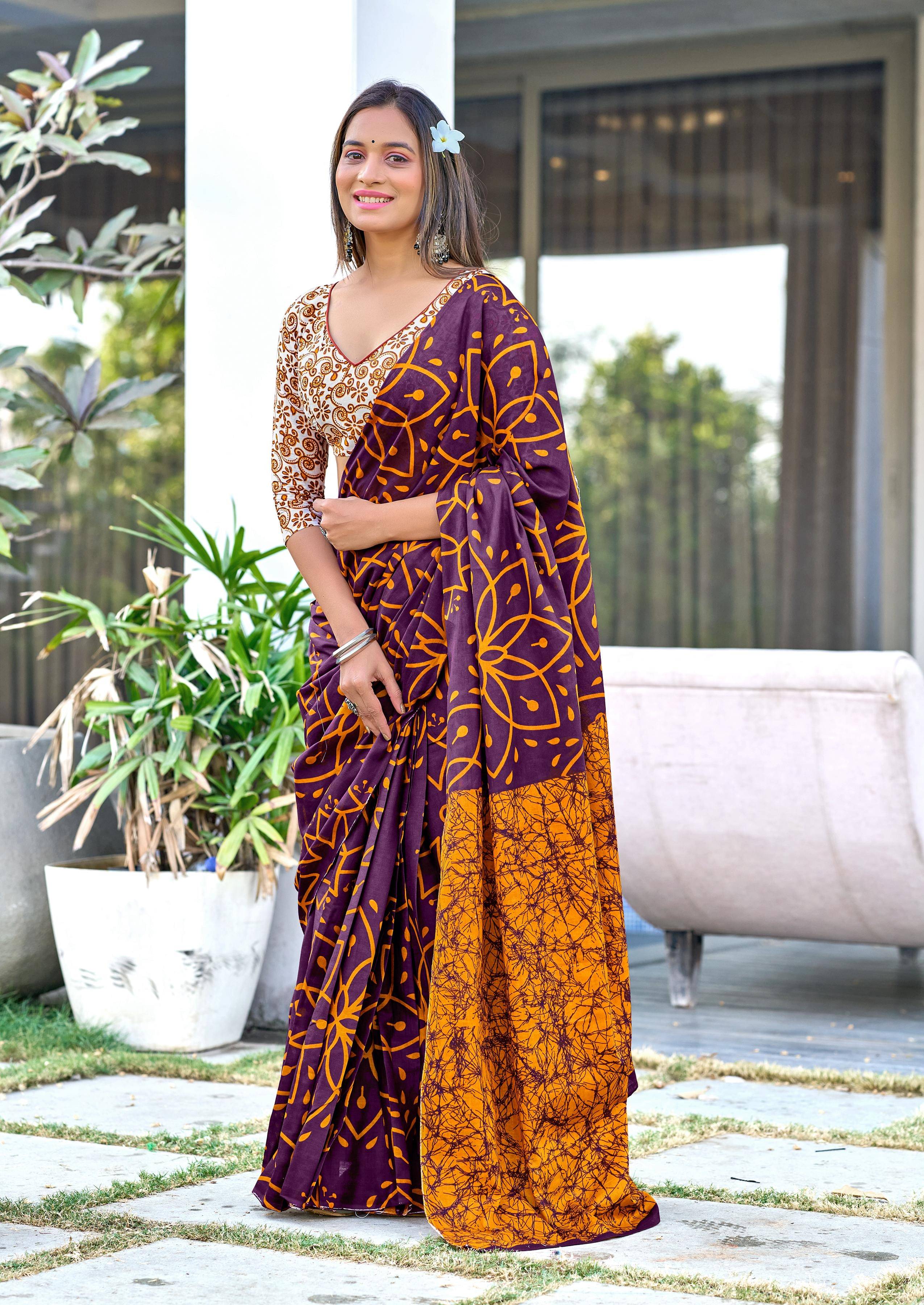     			Panbai sarees Cotton Solid Regular Saree Without Blouse Piece ( Purple )