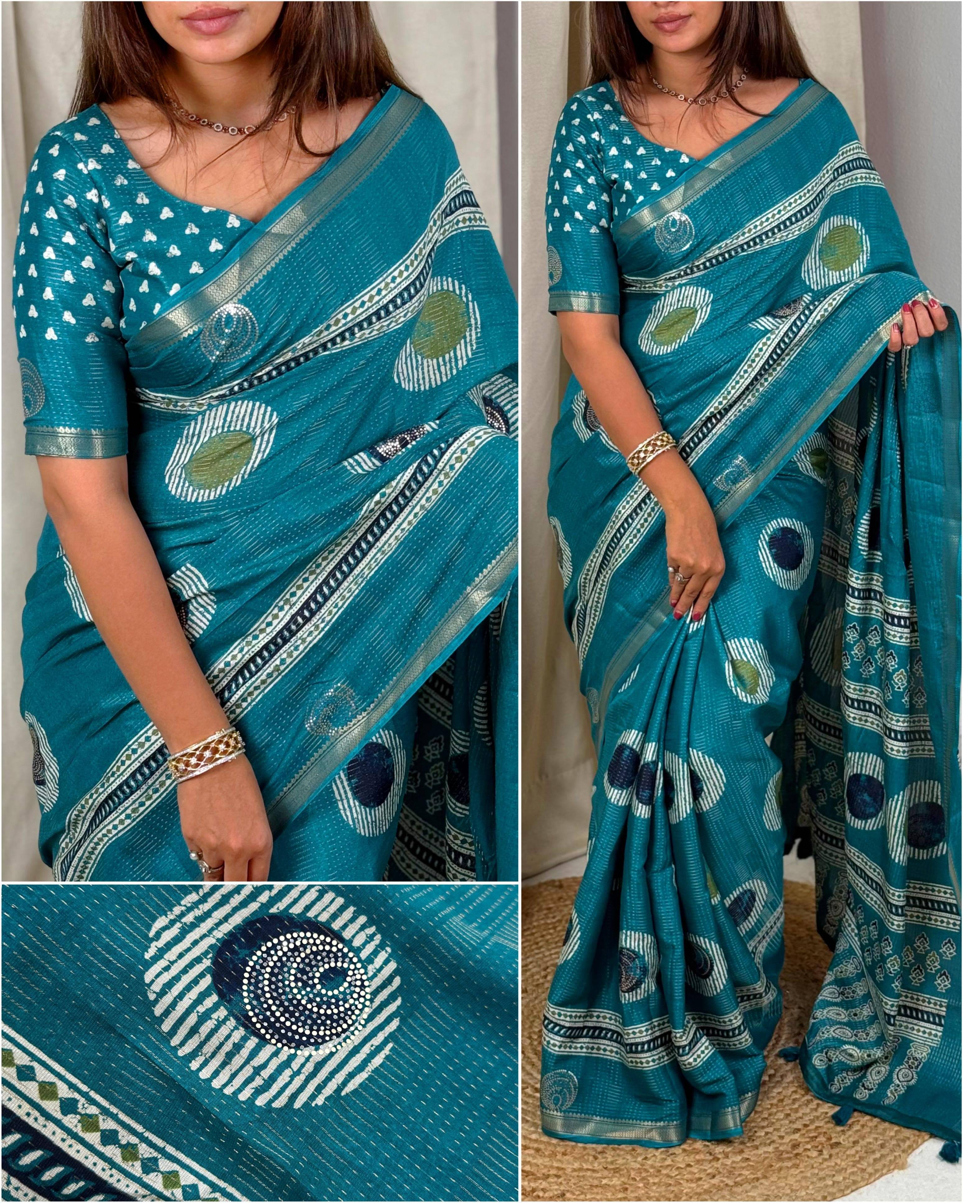     			Panbai sarees Cotton Solid Regular Saree Without Blouse Piece ( Teal )