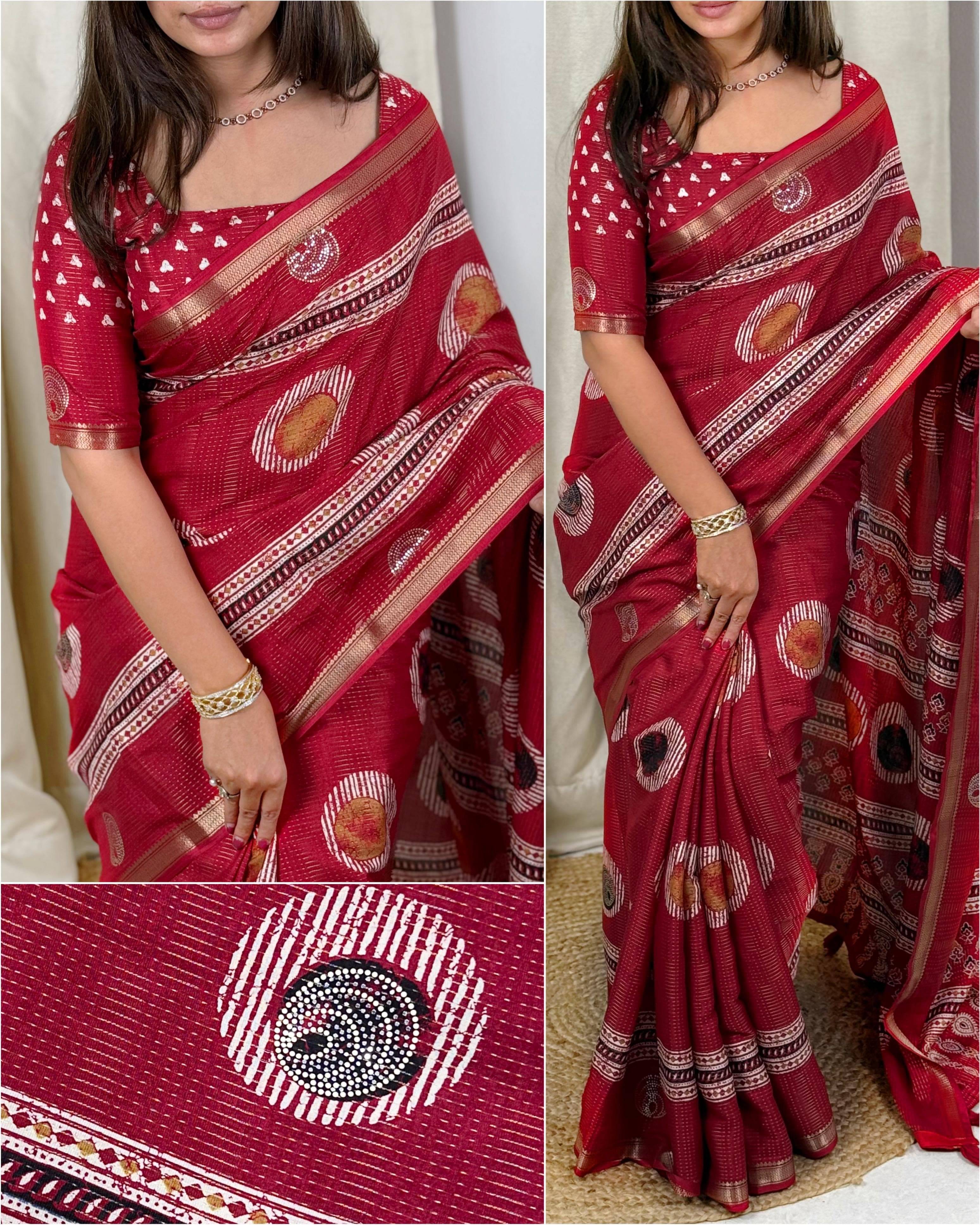     			Panbai sarees Cotton Solid Regular Saree Without Blouse Piece ( Red )