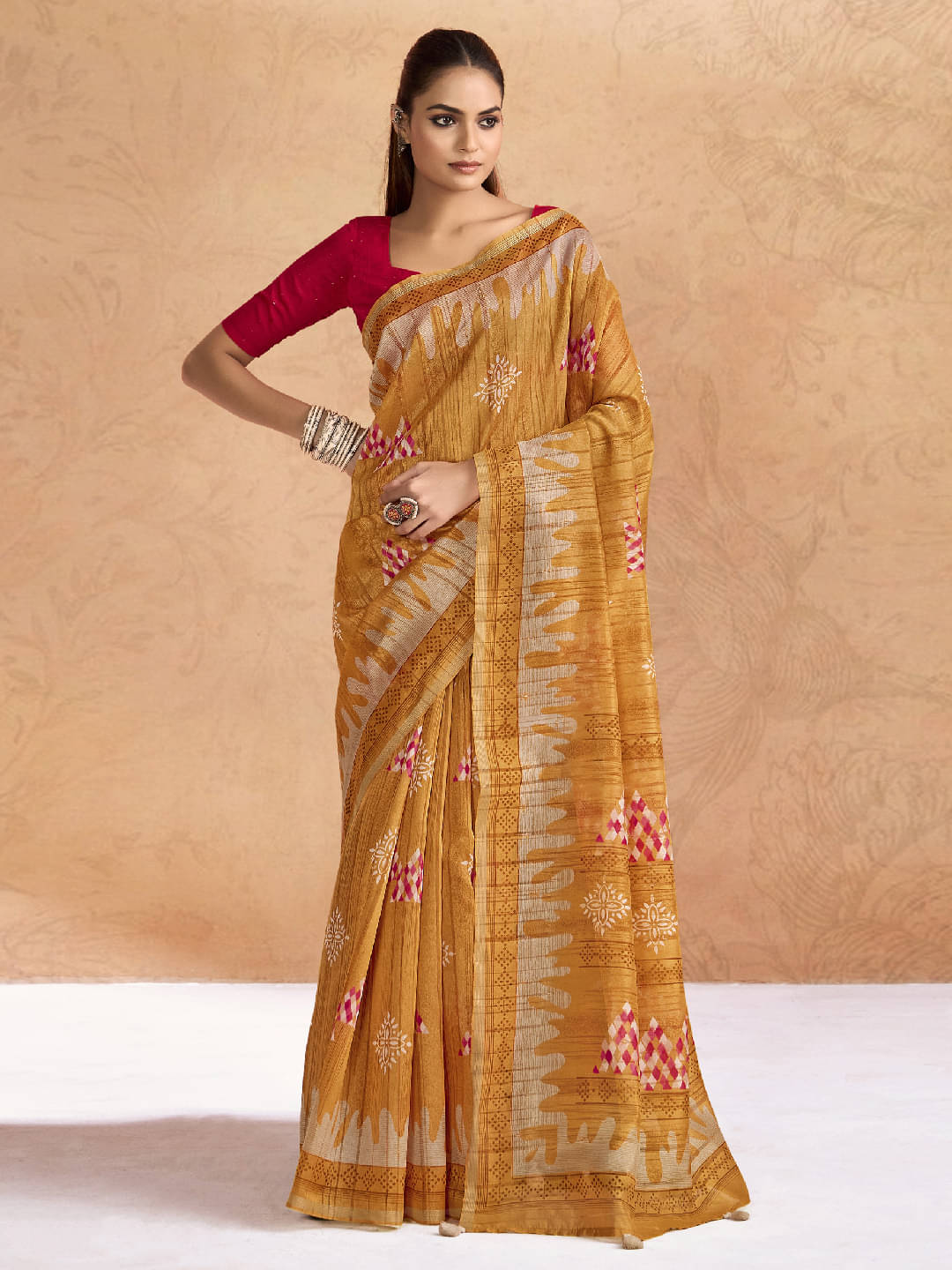     			Panbai sarees Cotton Solid Regular Saree Without Blouse Piece ( Orange )