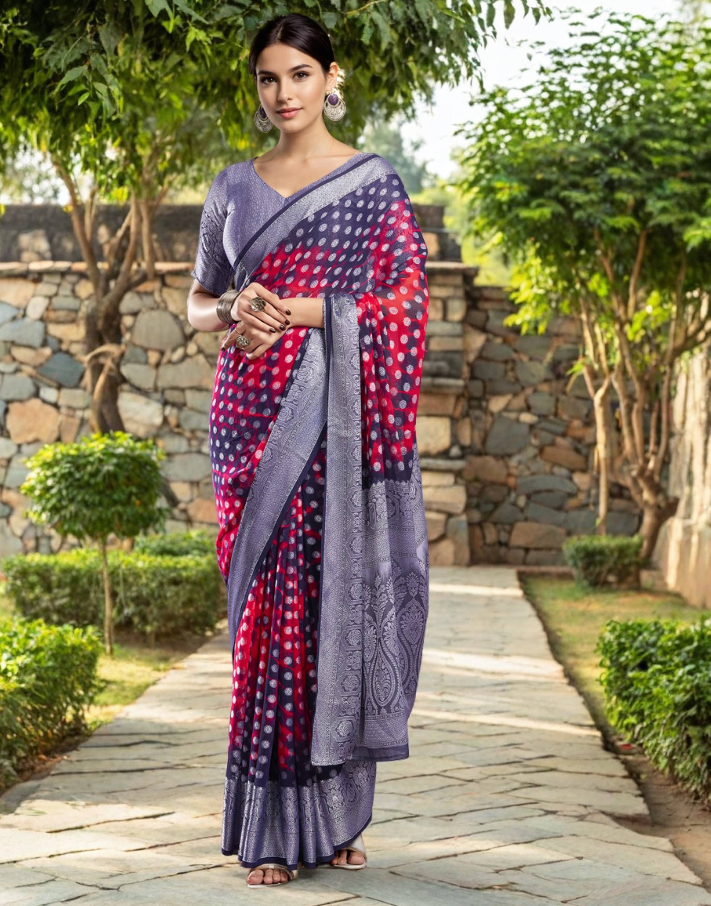     			Panbai sarees Georgette Solid Regular Saree Without Blouse Piece ( Pink )