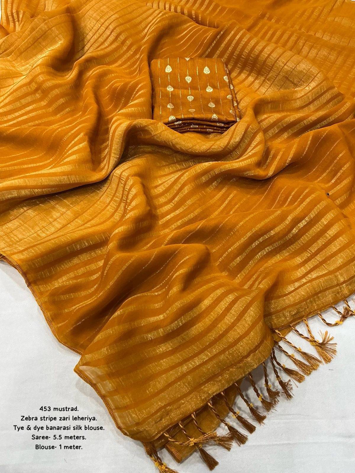     			Panbai sarees Georgette Solid Regular Saree Without Blouse Piece ( Mustard )