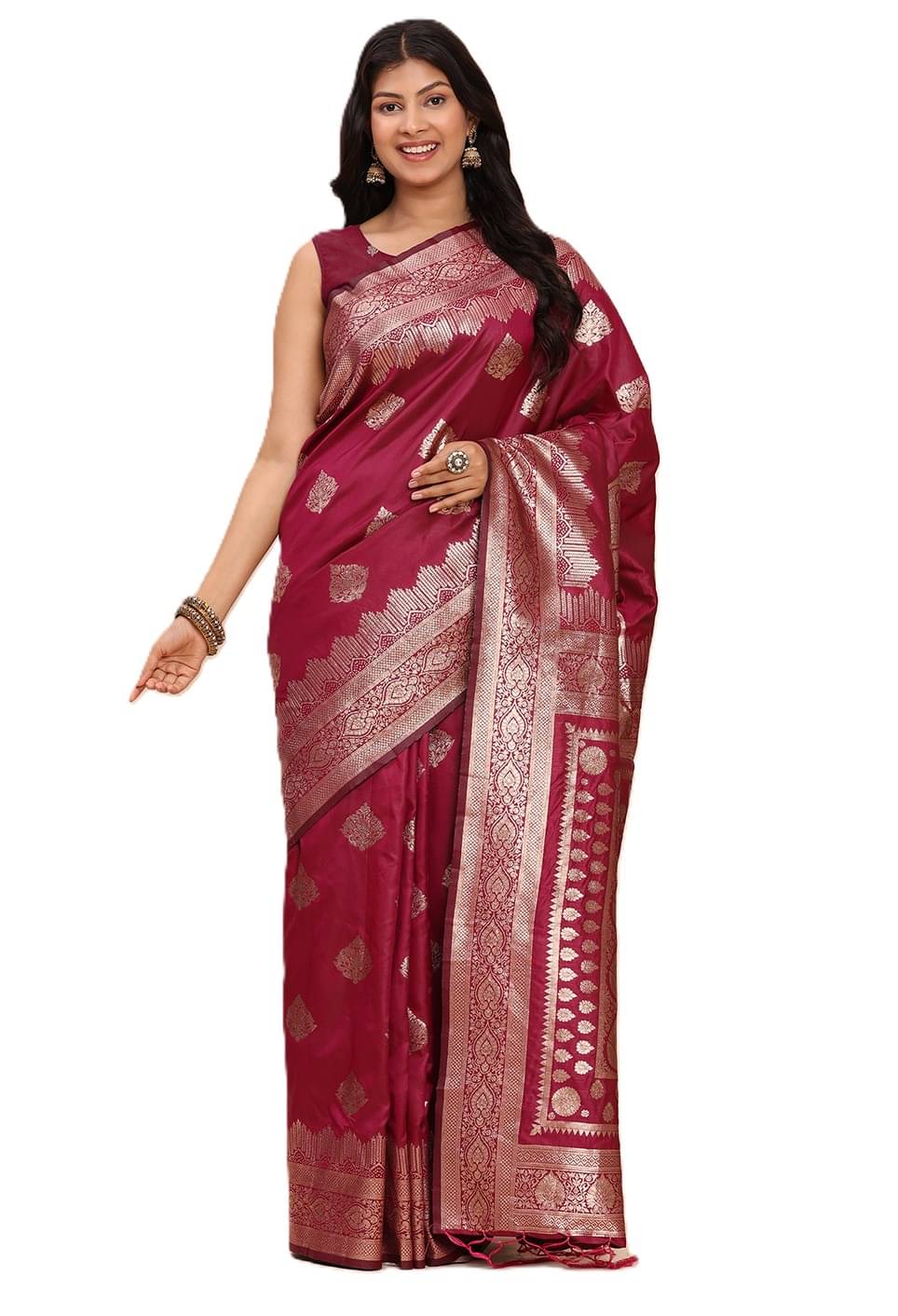     			Panbai sarees Linen Solid Regular Saree With Unstitched Blouse Piece ( Pink )