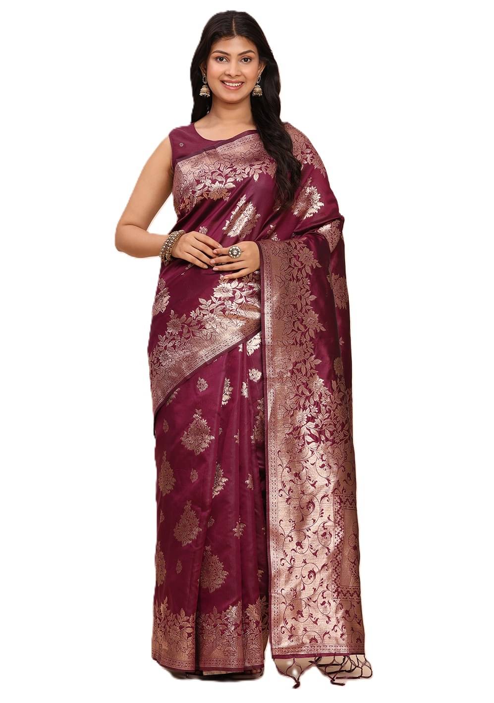     			Panbai sarees Linen Solid Regular Saree With Unstitched Blouse Piece ( Purple )