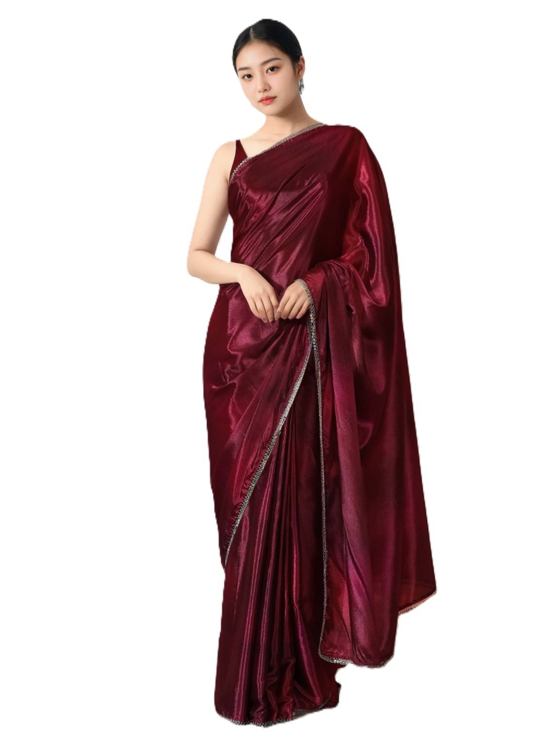     			Panbai sarees Silk Blend Solid Regular Saree With Unstitched Blouse Piece ( Maroon )
