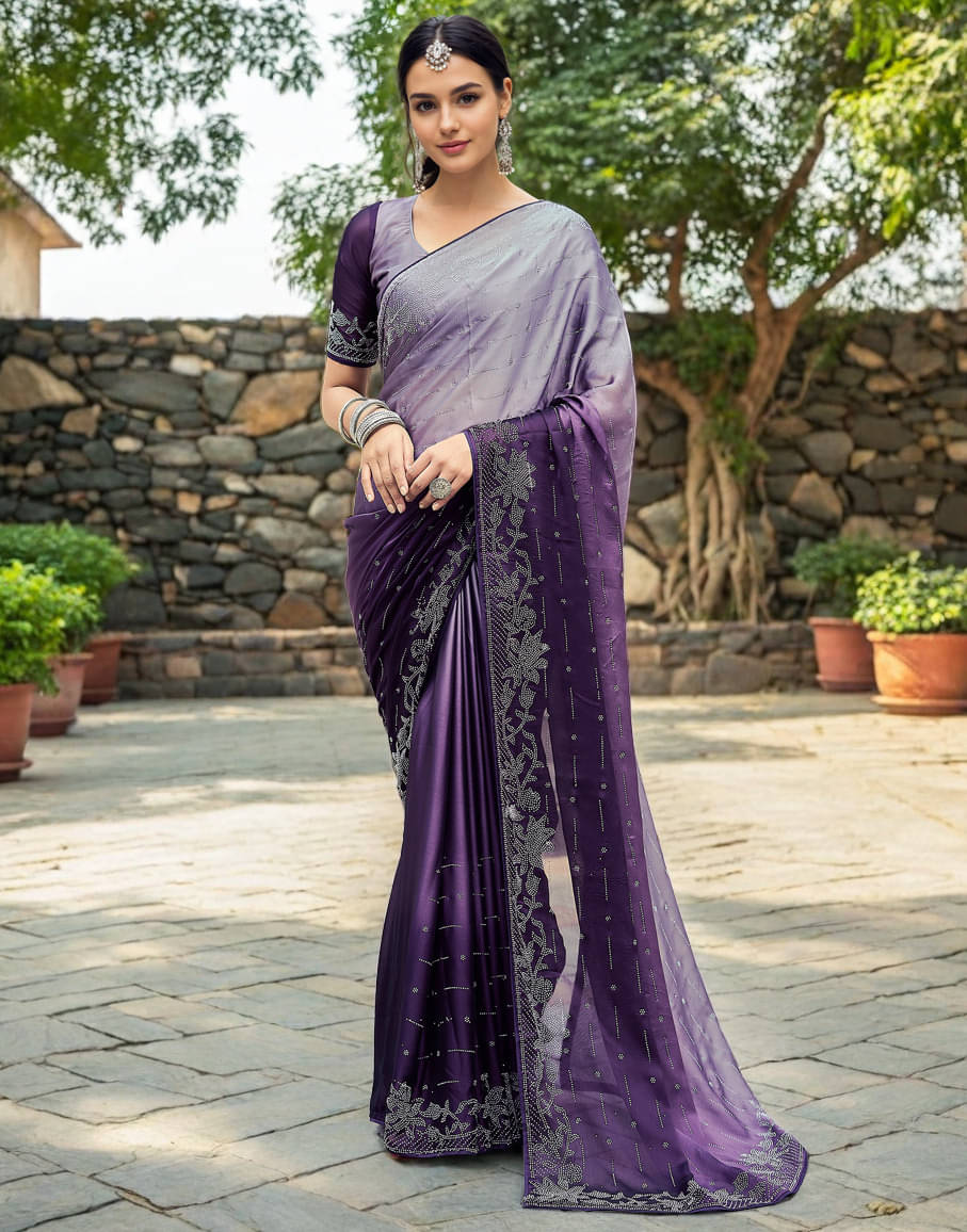     			Panbai sarees Silk Solid Regular Saree Without Blouse Piece ( Purple )