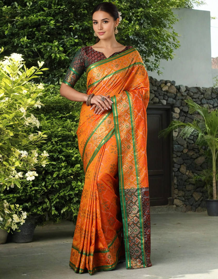    			Panbai sarees Silk Solid Regular Saree Without Blouse Piece ( Orange )