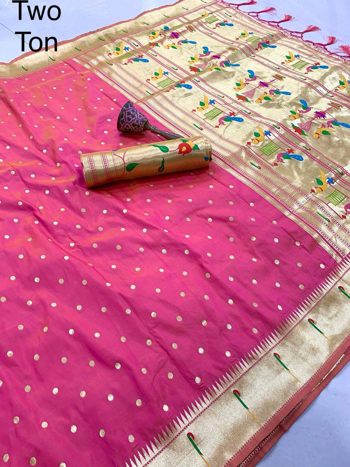     			Panbai sarees Silk Solid Regular Saree Without Blouse Piece ( Peach )