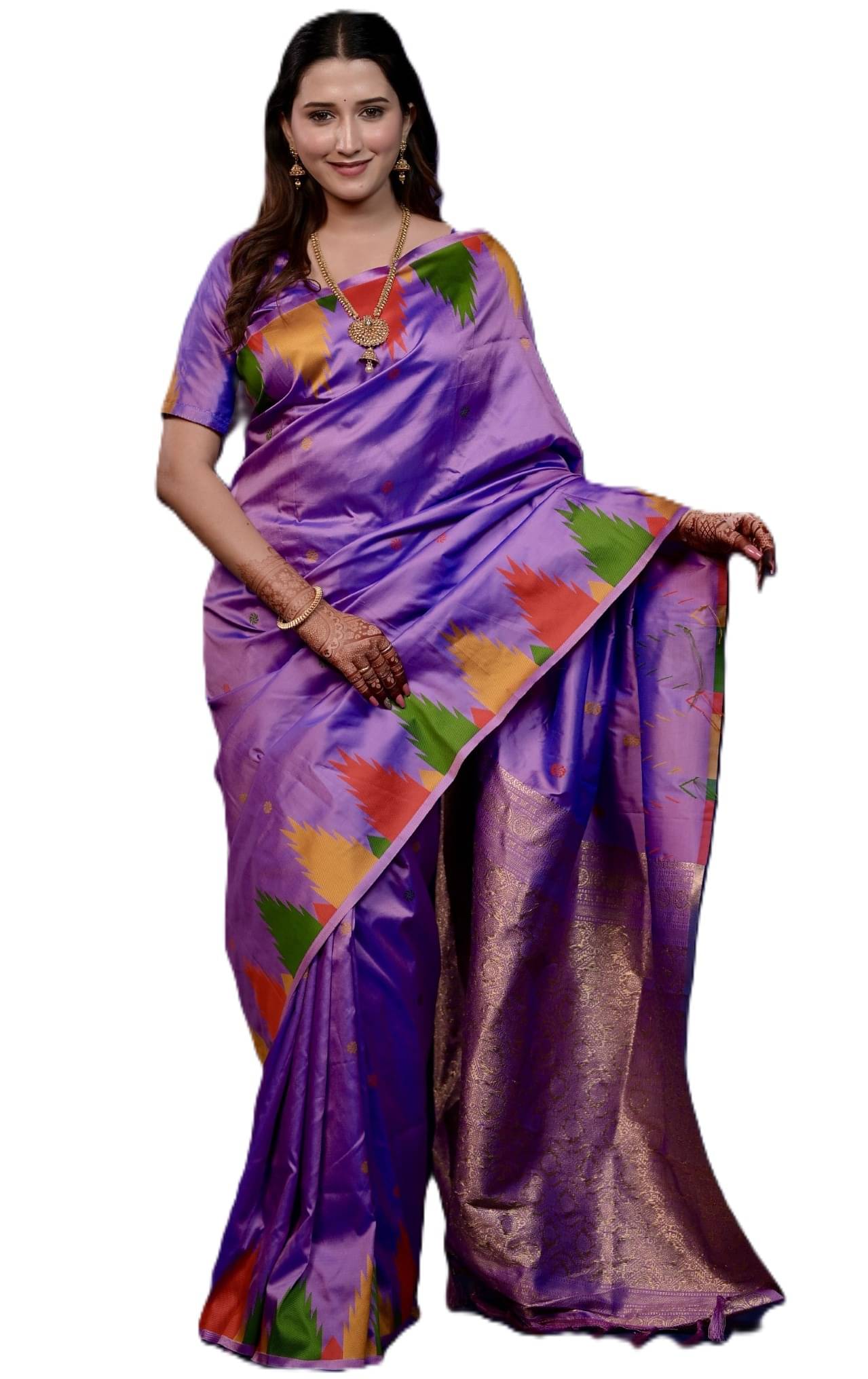     			Panbai sarees Silk Solid Regular Saree Without Blouse Piece ( Lavender )