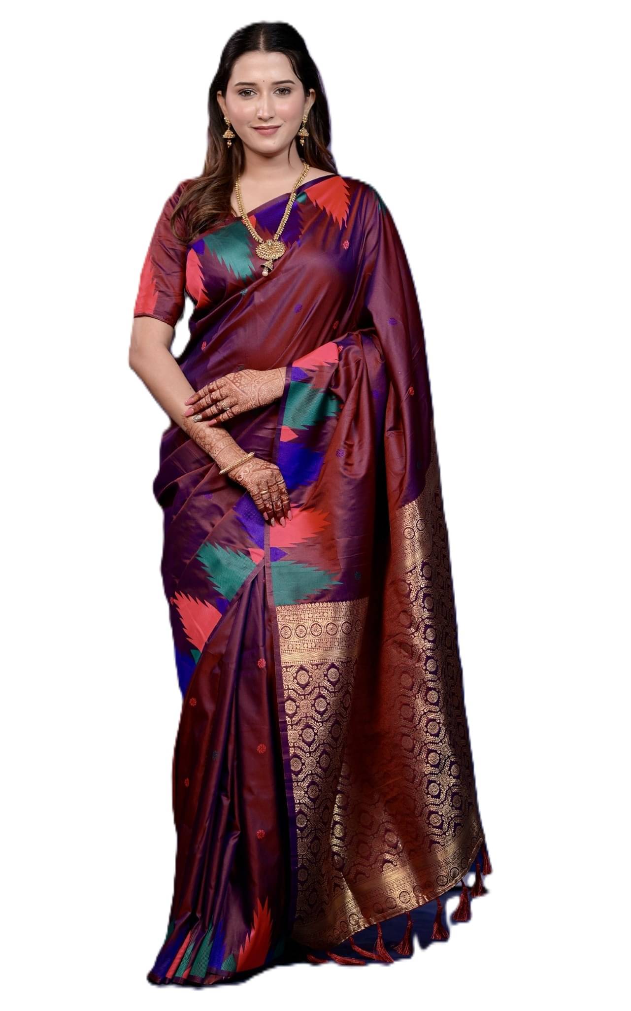     			Panbai sarees Silk Solid Regular Saree Without Blouse Piece ( Maroon )