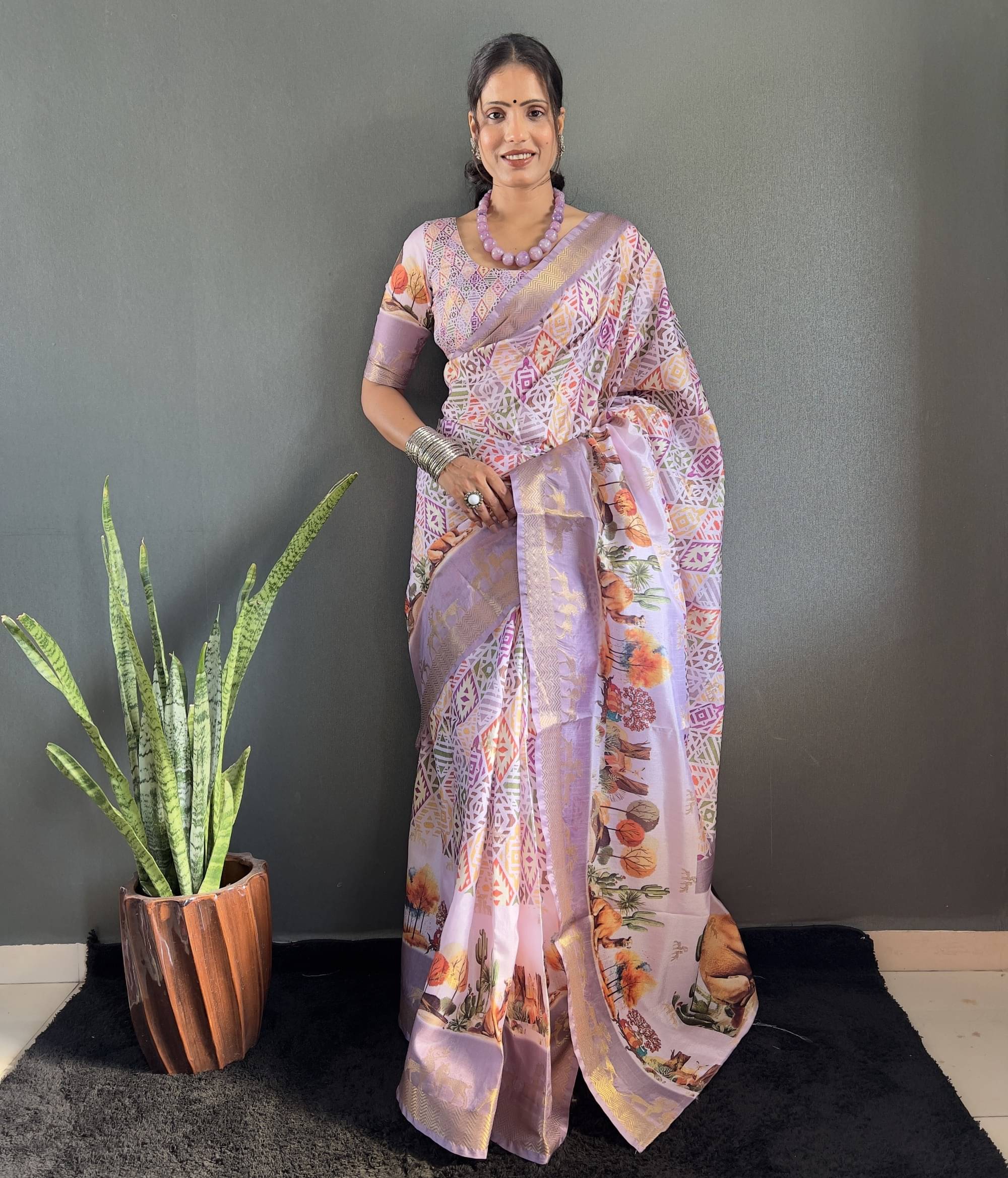     			Panbai sarees Silk Solid Regular Saree Without Blouse Piece ( Lavender )