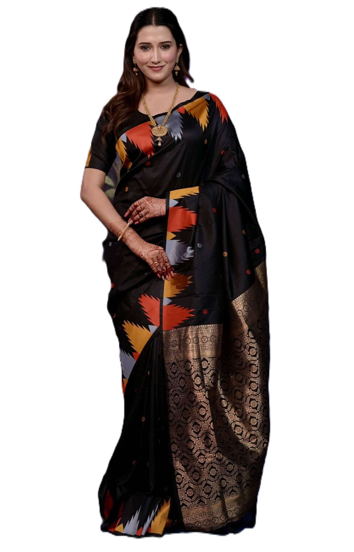 Panbai sarees Silk Solid Regular Saree Without Blouse Piece ( Black ) Panbai sarees Silk Solid Regular Saree Without Blouse Piece ( Black )