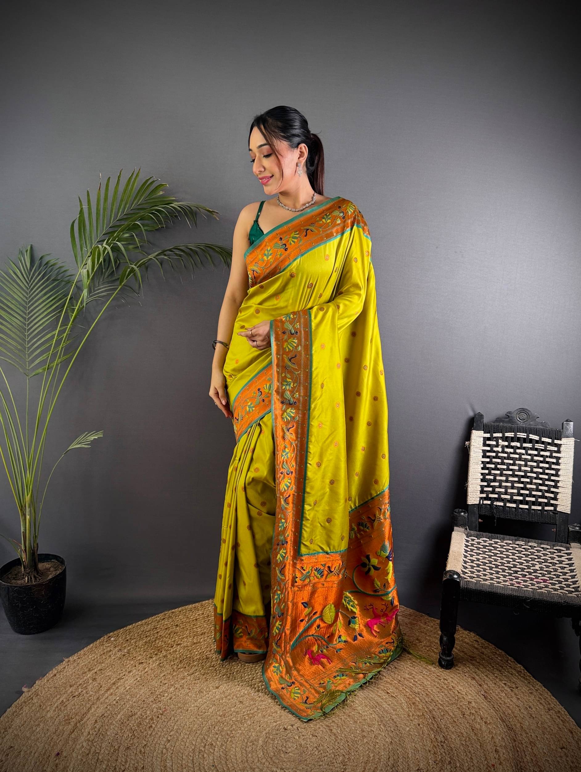     			Panbai sarees Silk Solid Regular Saree Without Blouse Piece ( Mustard )
