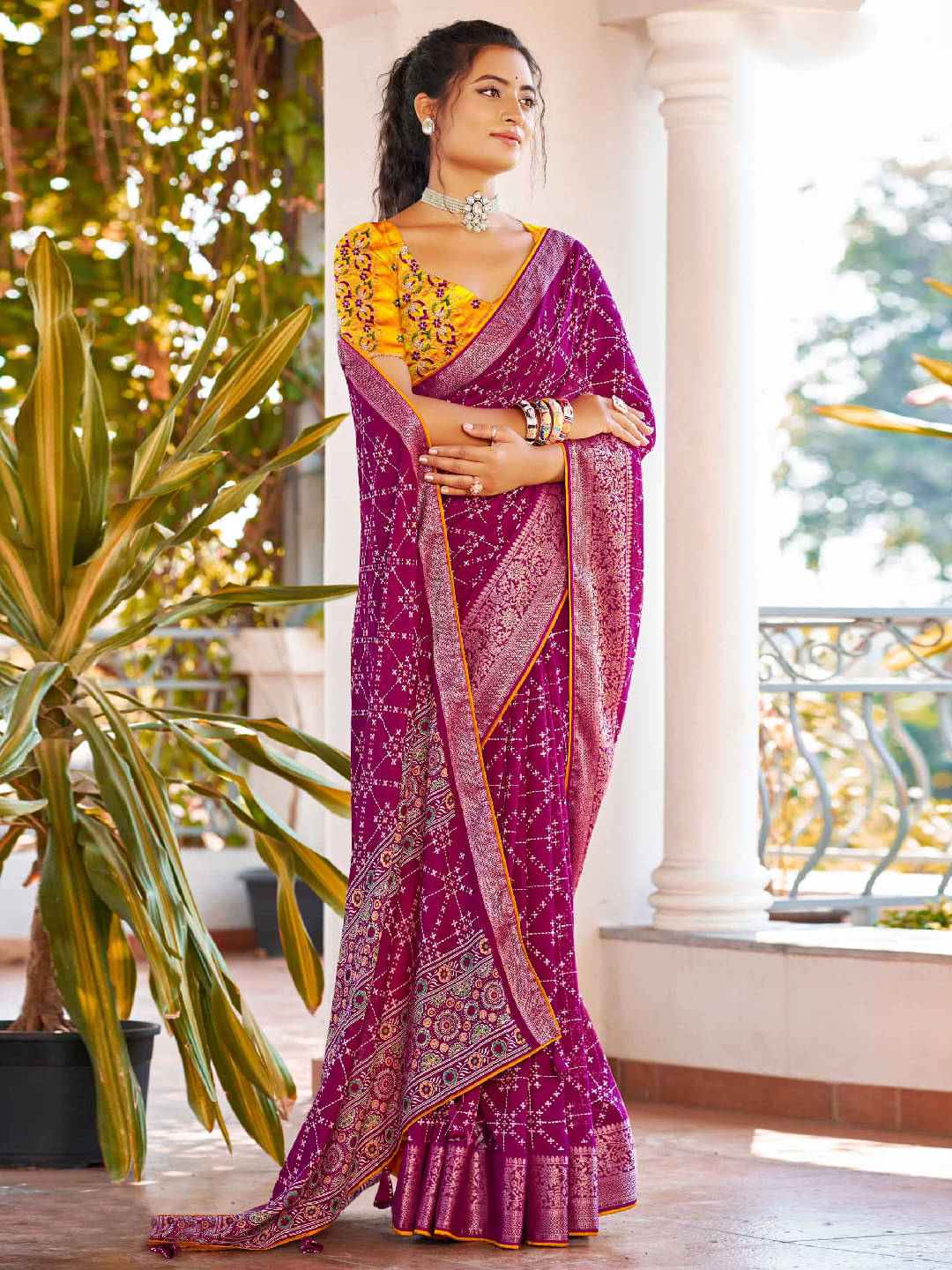     			Panbai sarees Silk Solid Regular Saree Without Blouse Piece ( Purple )