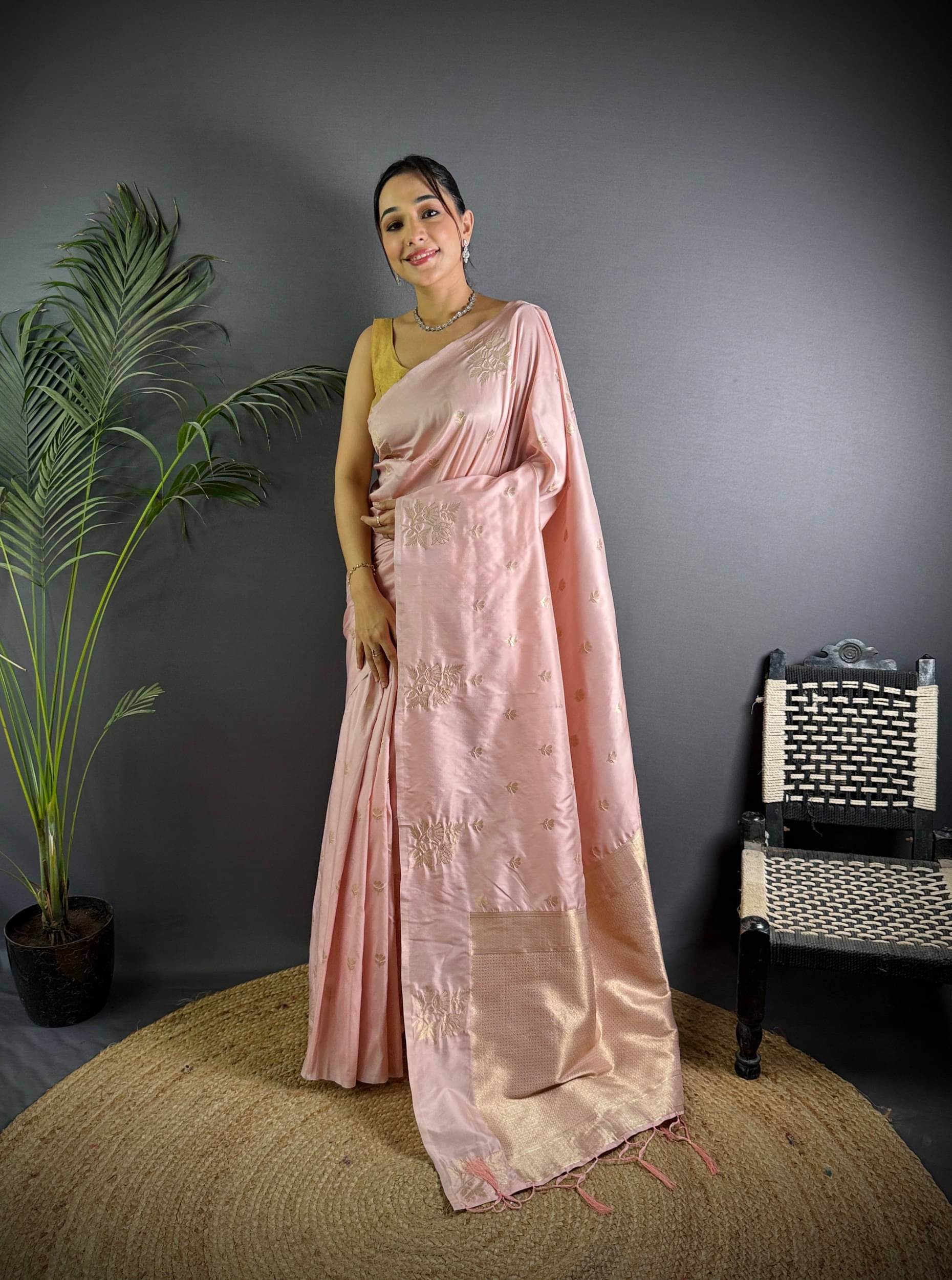     			Panbai sarees Silk Solid Regular Saree Without Blouse Piece ( Pink )