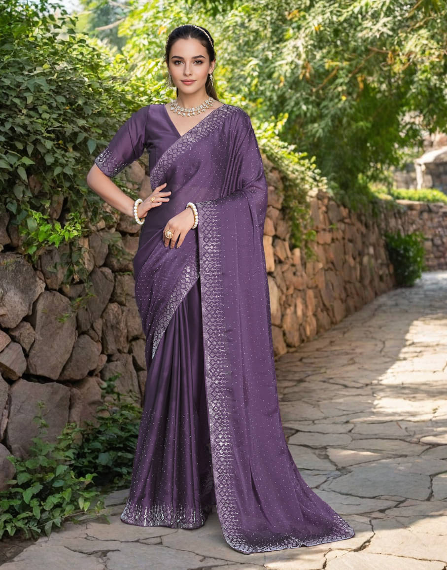     			Panbai sarees Silk Solid Regular Saree Without Blouse Piece ( Lavender )