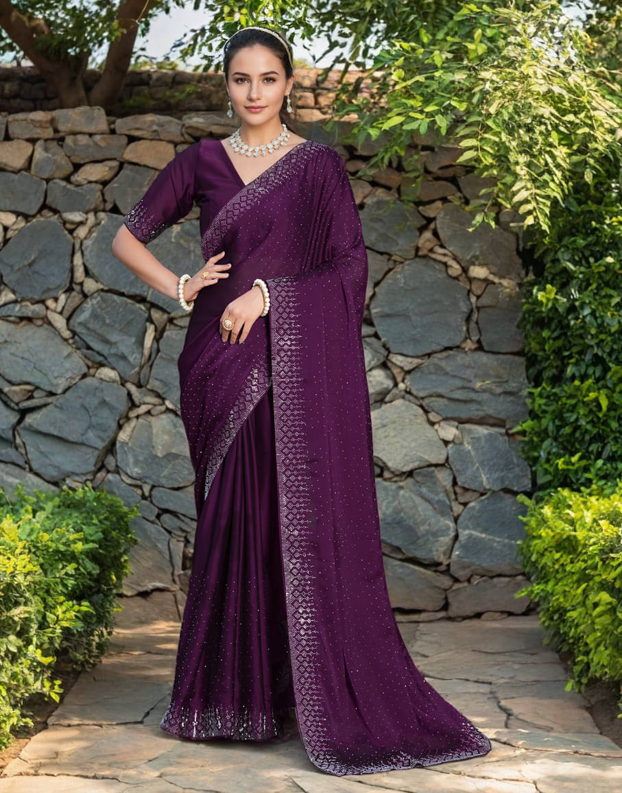     			Panbai sarees Silk Solid Regular Saree Without Blouse Piece ( Purple )