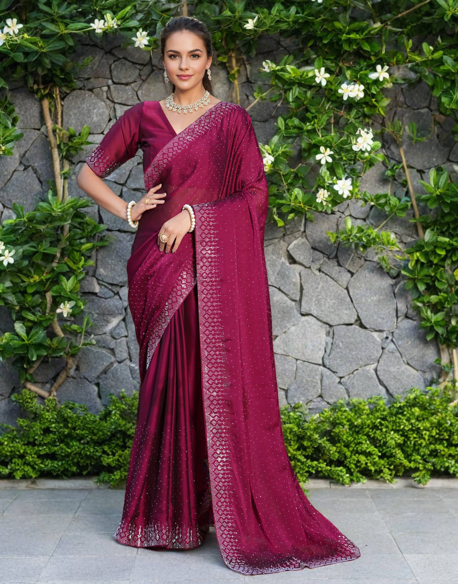     			Panbai sarees Silk Solid Regular Saree Without Blouse Piece ( Magenta )