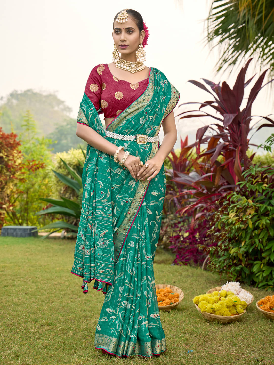     			Panbai sarees Silk Solid Regular Saree Without Blouse Piece ( Teal )