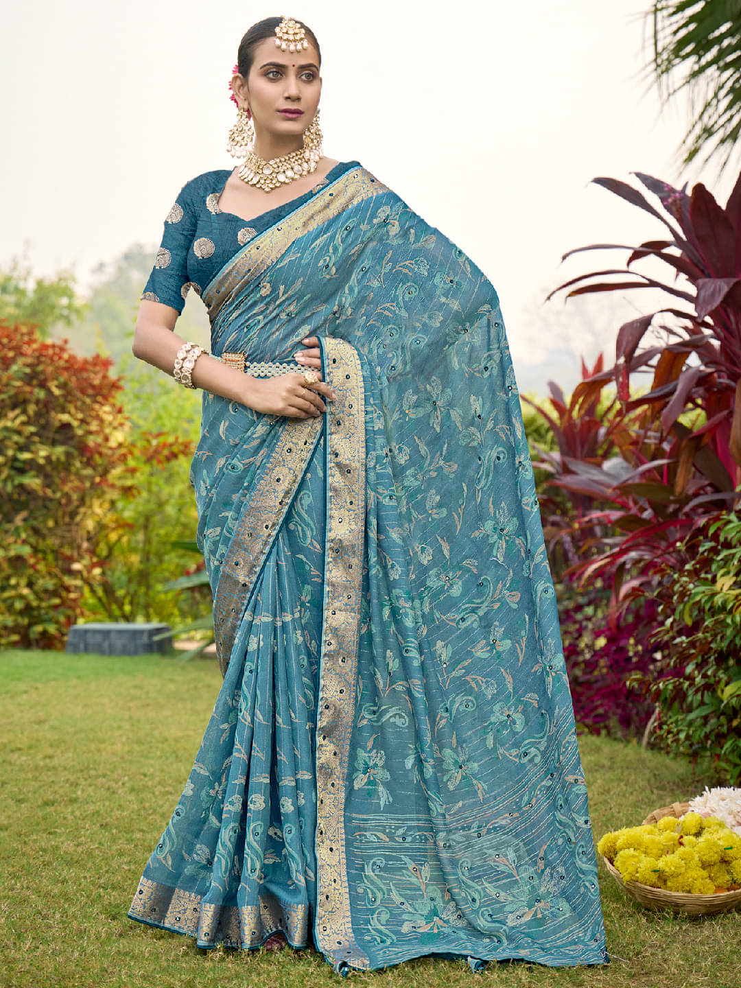     			Panbai sarees Silk Solid Regular Saree Without Blouse Piece ( Blue )