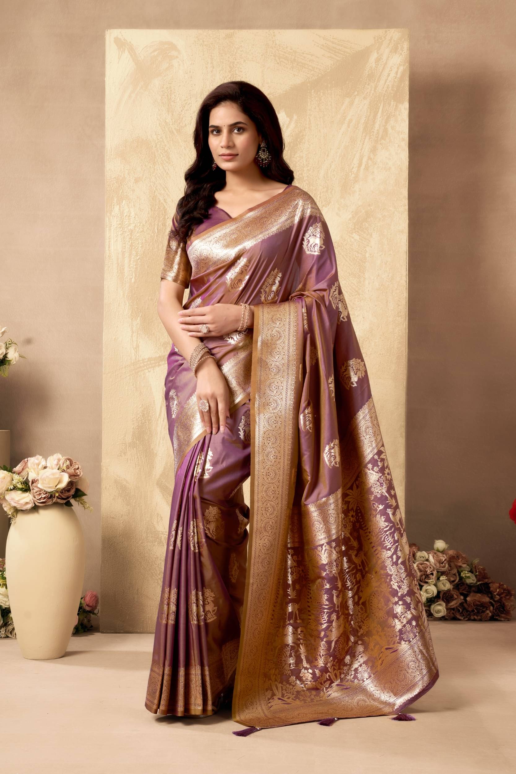     			Panbai sarees Silk Solid Regular Saree Without Blouse Piece ( Lavender )