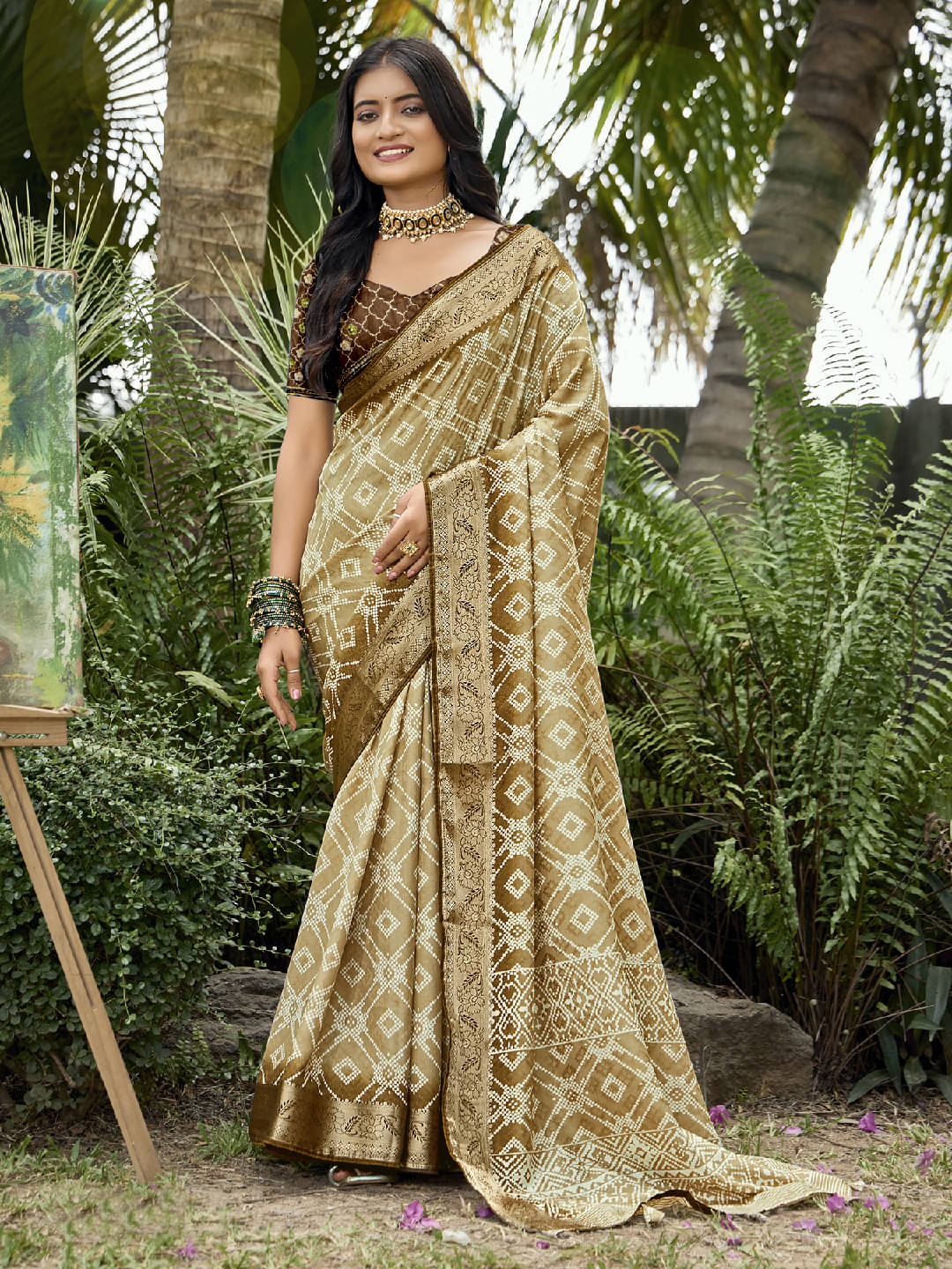     			Panbai sarees Silk Solid Regular Saree Without Blouse Piece ( Olive )