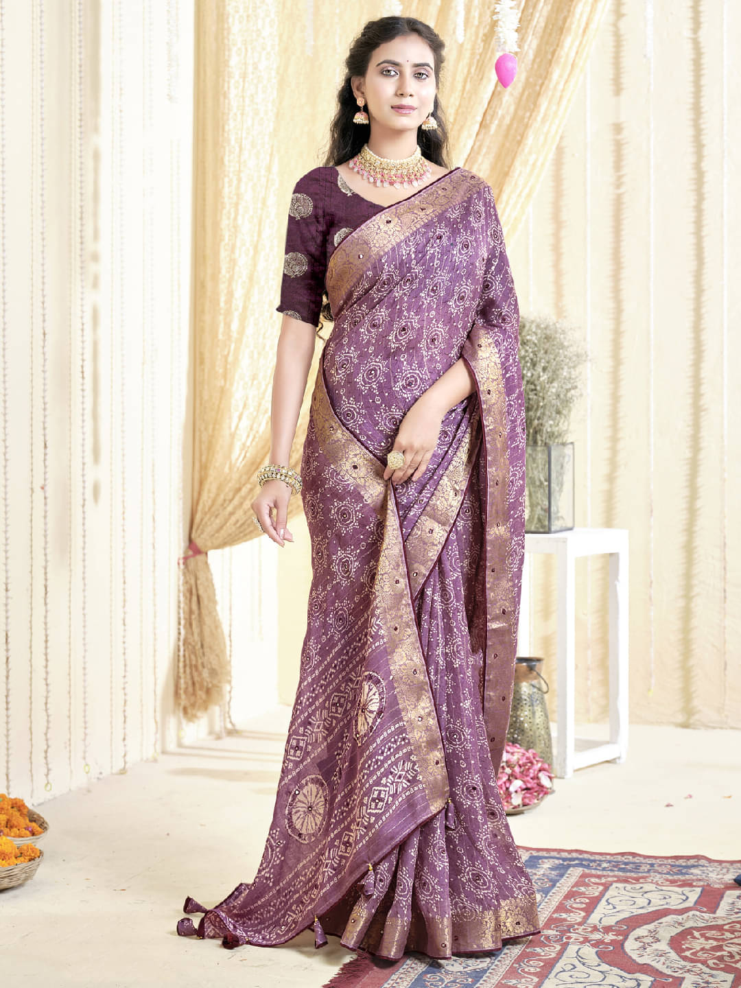     			Panbai sarees Silk Solid Regular Saree Without Blouse Piece ( Lavender )