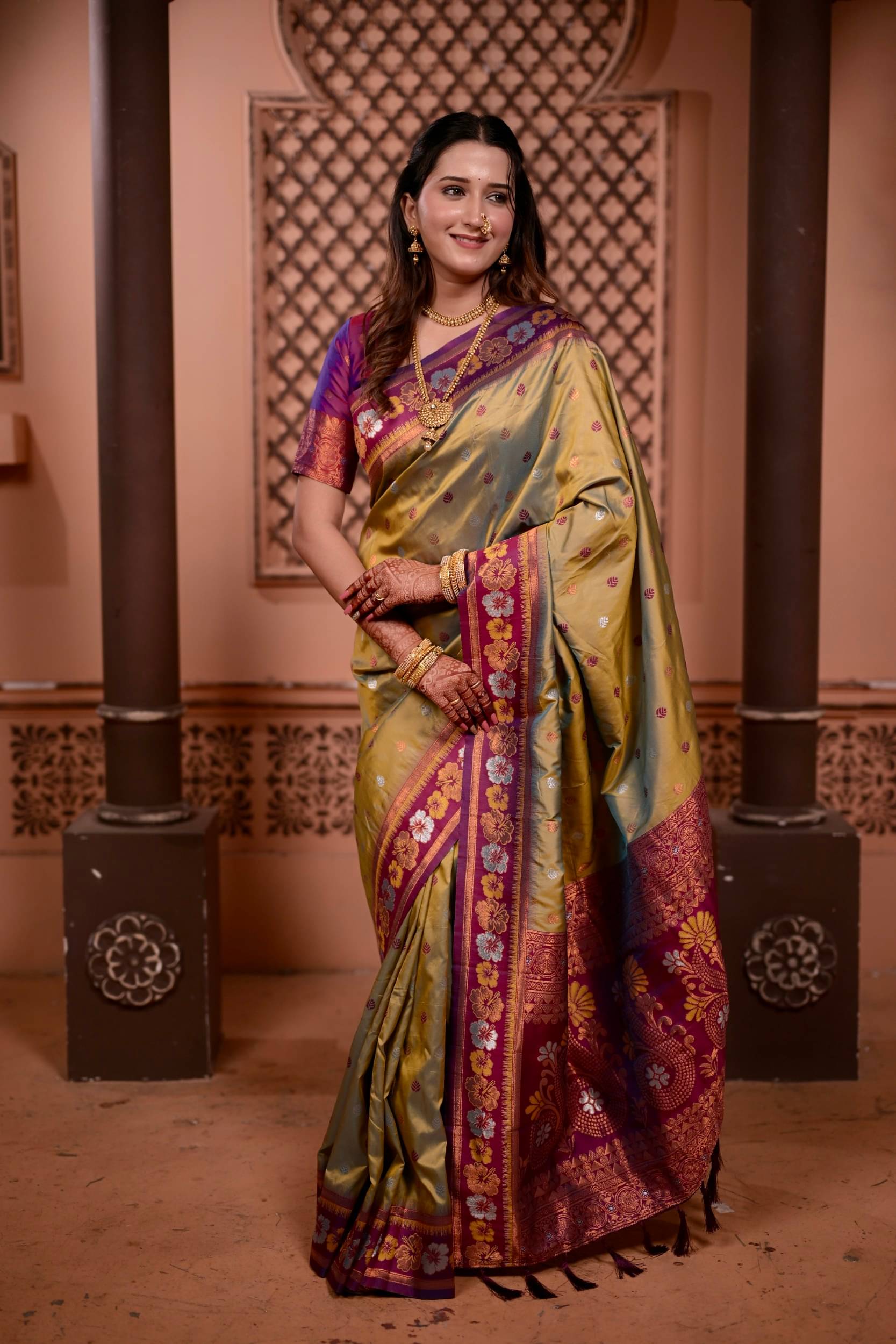     			Panbai sarees Silk Solid Regular Saree Without Blouse Piece ( Beige )