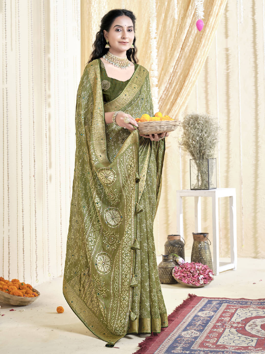     			Panbai sarees Silk Solid Regular Saree Without Blouse Piece ( Green )