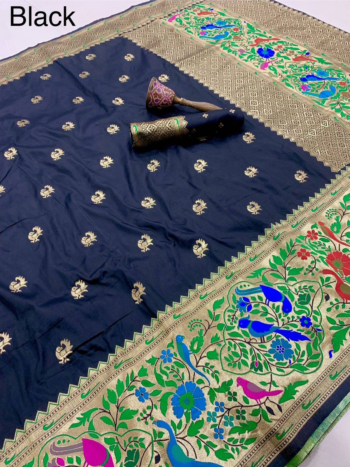     			Panbai sarees Silk Solid Regular Saree Without Blouse Piece ( Black )