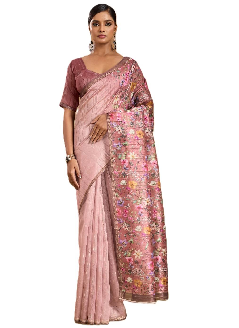     			Panbai sarees Silk Solid Regular Saree Without Blouse Piece ( Peach )