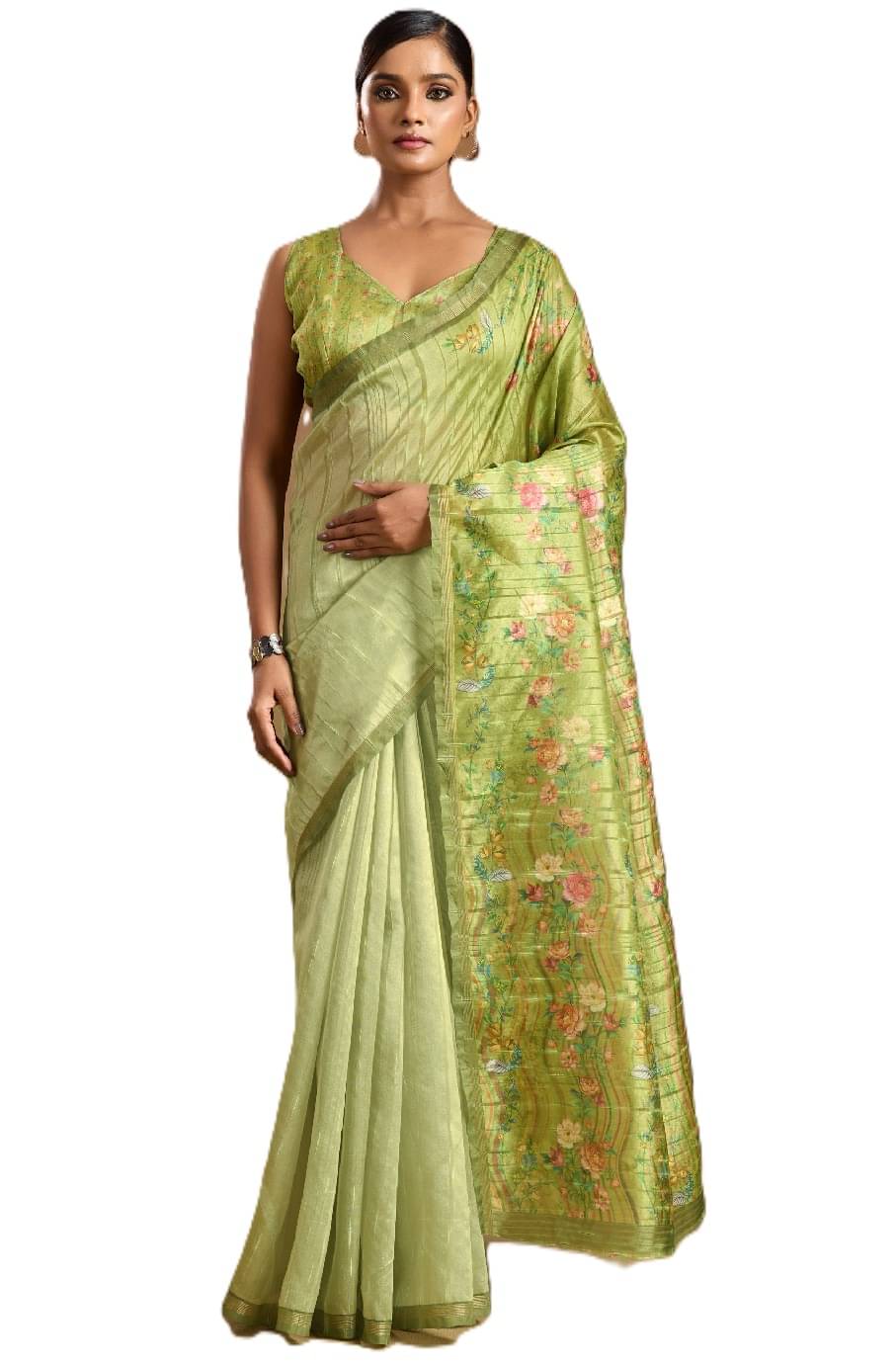     			Panbai sarees Silk Solid Regular Saree Without Blouse Piece ( Green )