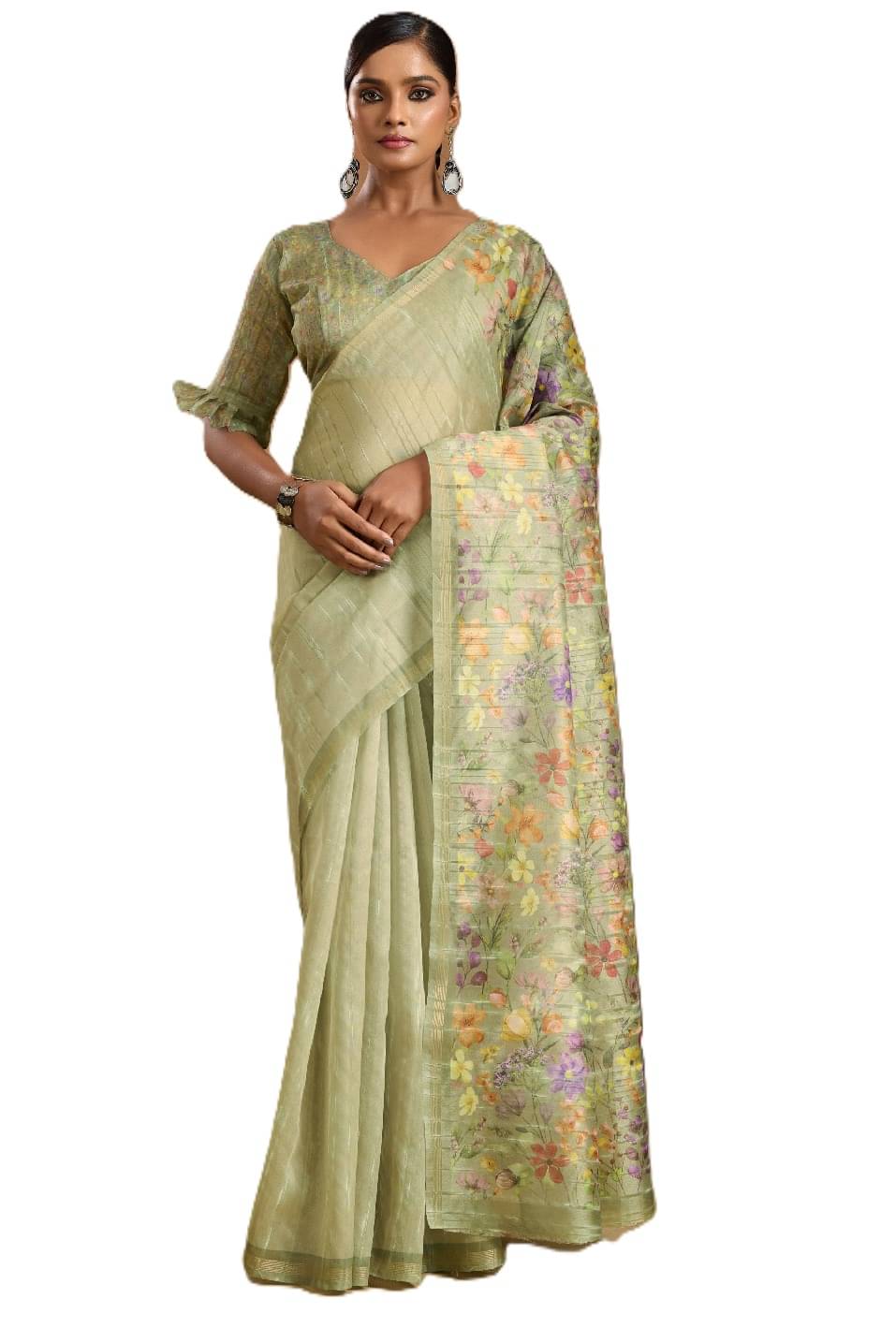     			Panbai sarees Silk Solid Regular Saree Without Blouse Piece ( Lime Green )