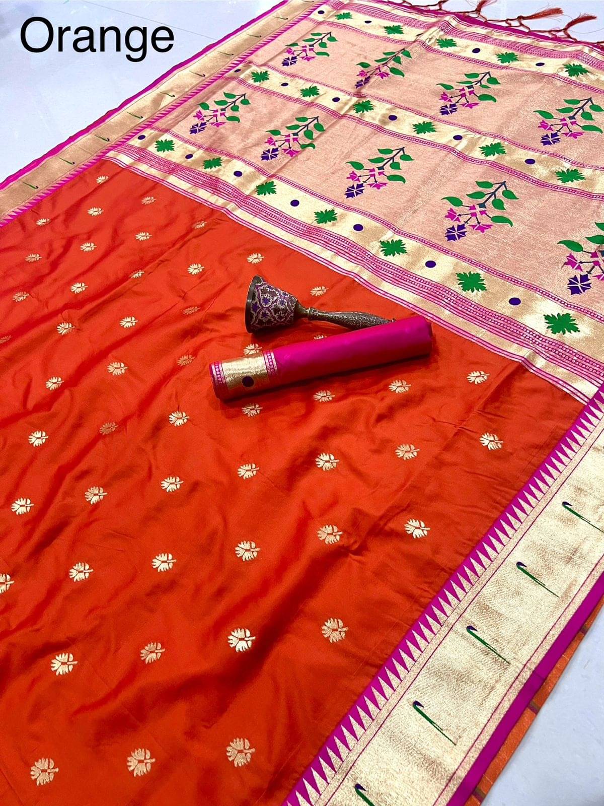     			Panbai sarees Silk Solid Regular Saree Without Blouse Piece ( Orange )