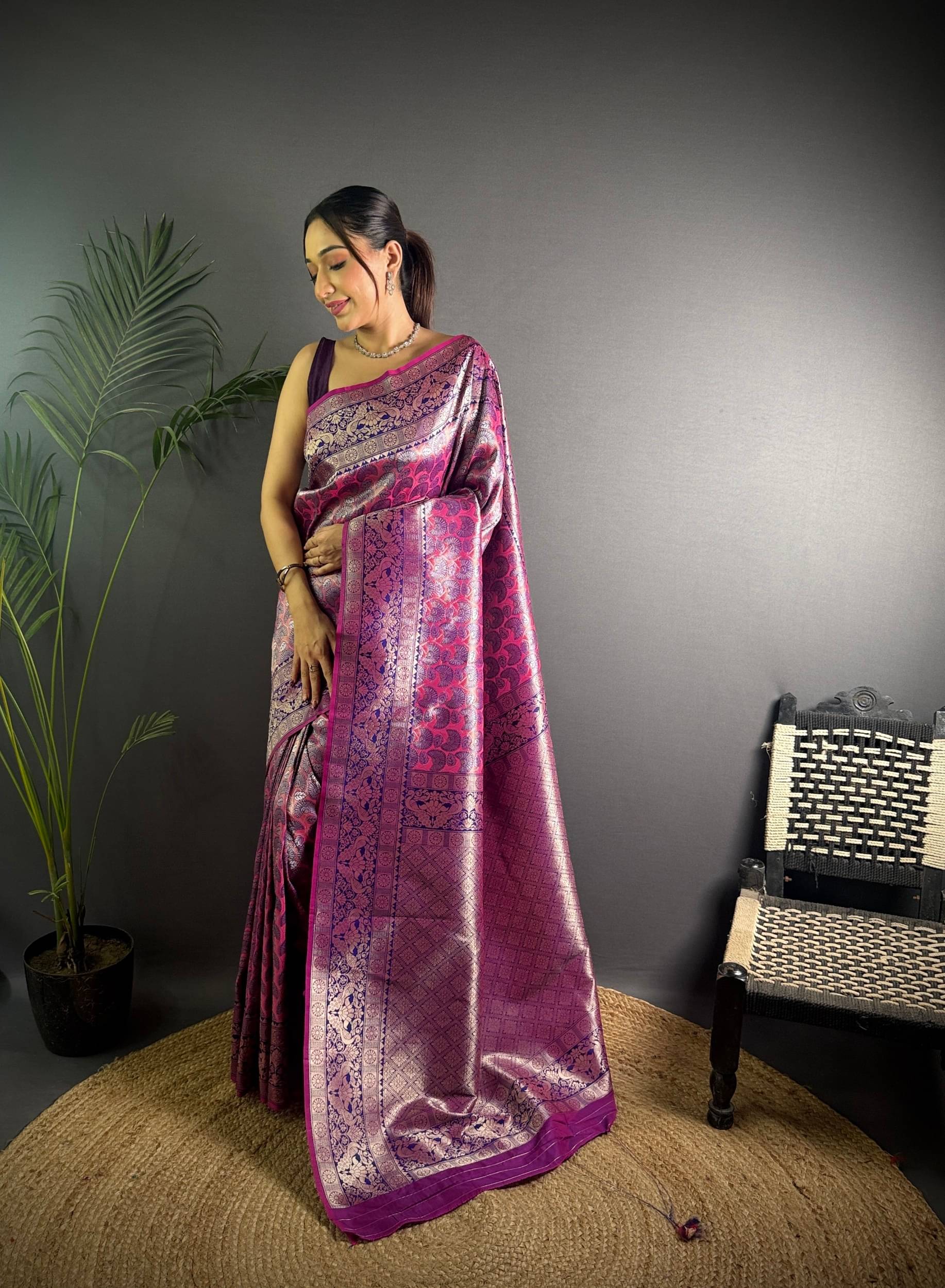     			Panbai sarees Silk Solid Regular Saree Without Blouse Piece ( Purple )