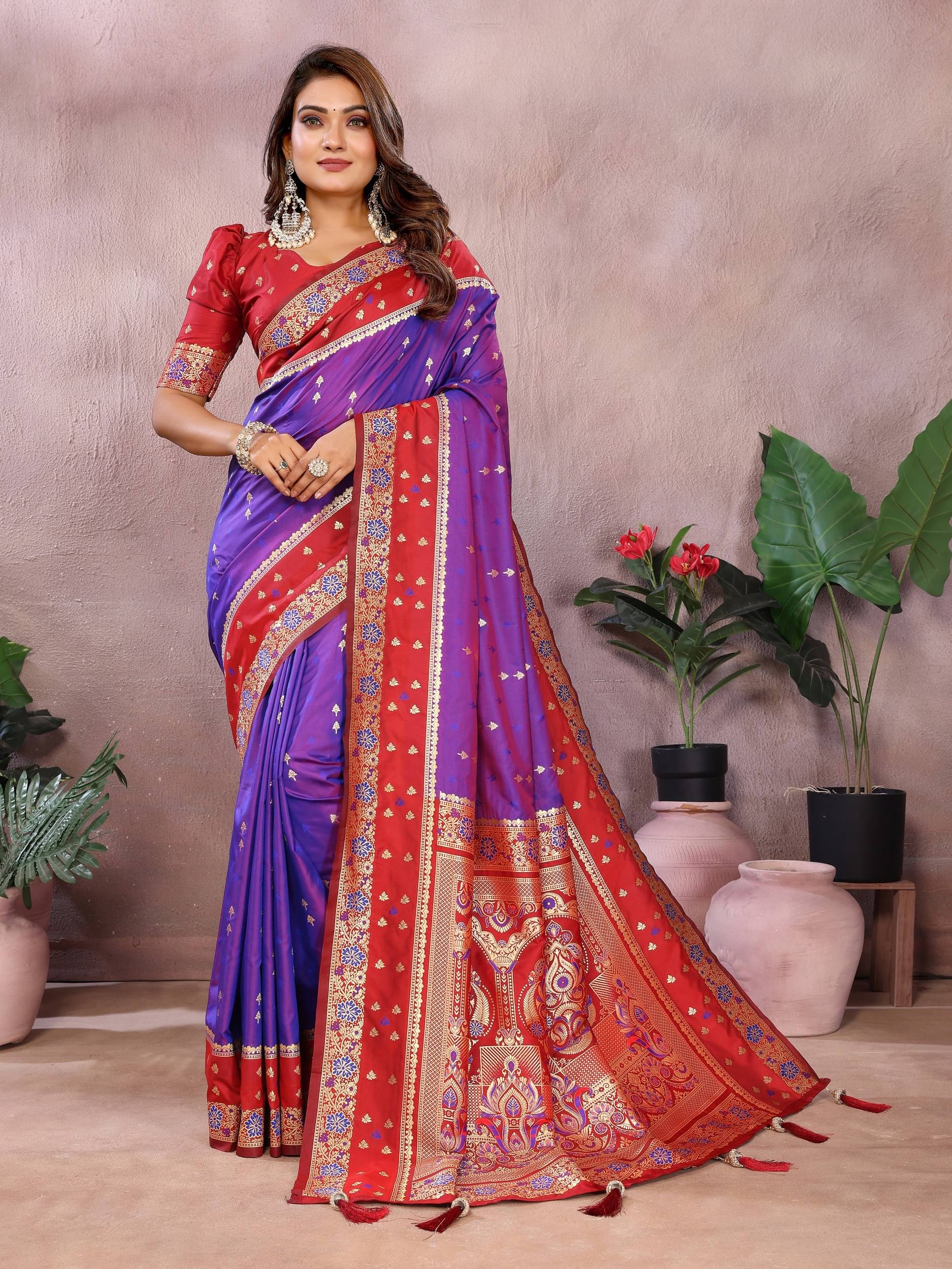    			Panbai sarees Silk Solid Regular Saree Without Blouse Piece ( Multicolor )