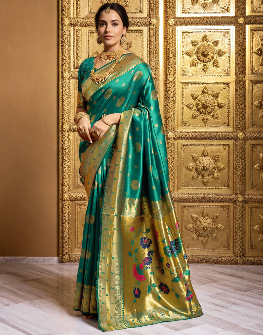     			Panbai sarees Silk Solid Regular Saree Without Blouse Piece ( Sea Green )