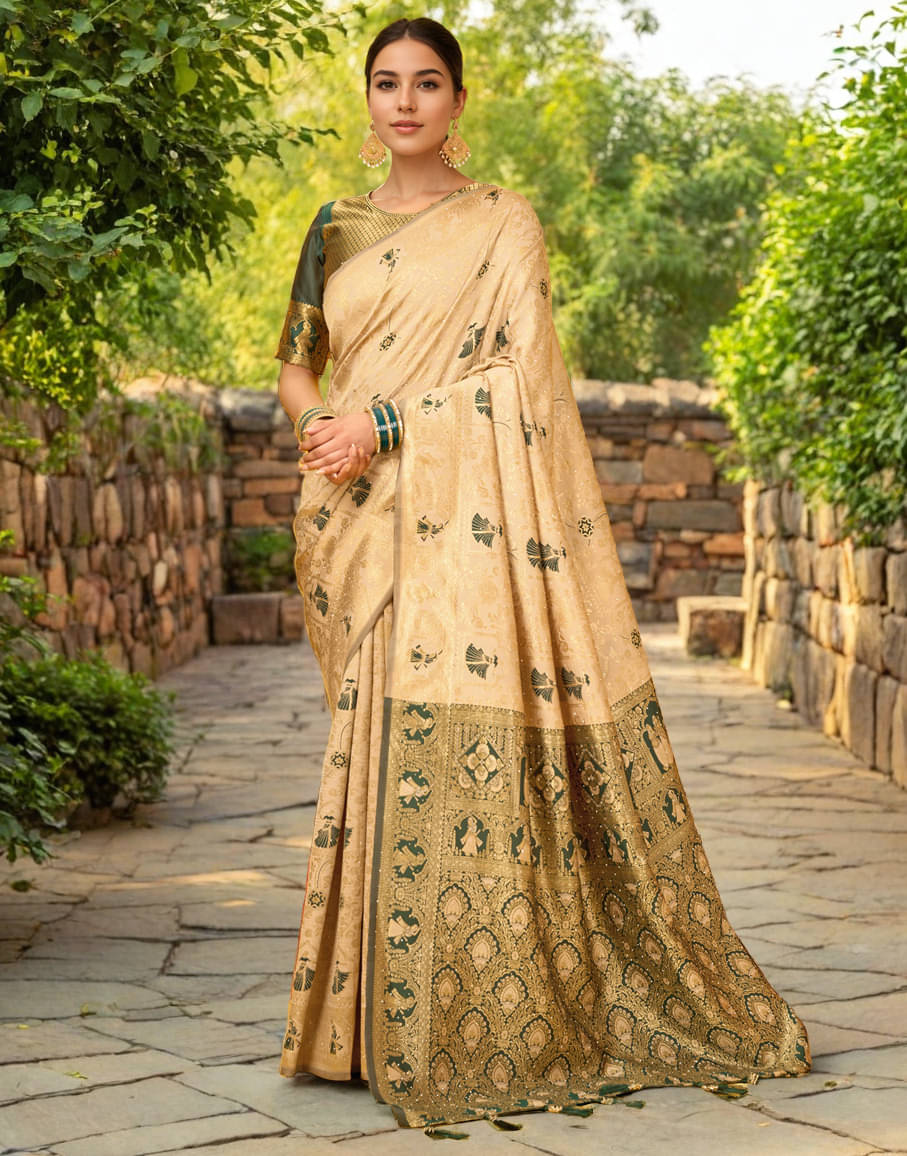    			Panbai sarees Silk Solid Regular Saree Without Blouse Piece ( Beige )