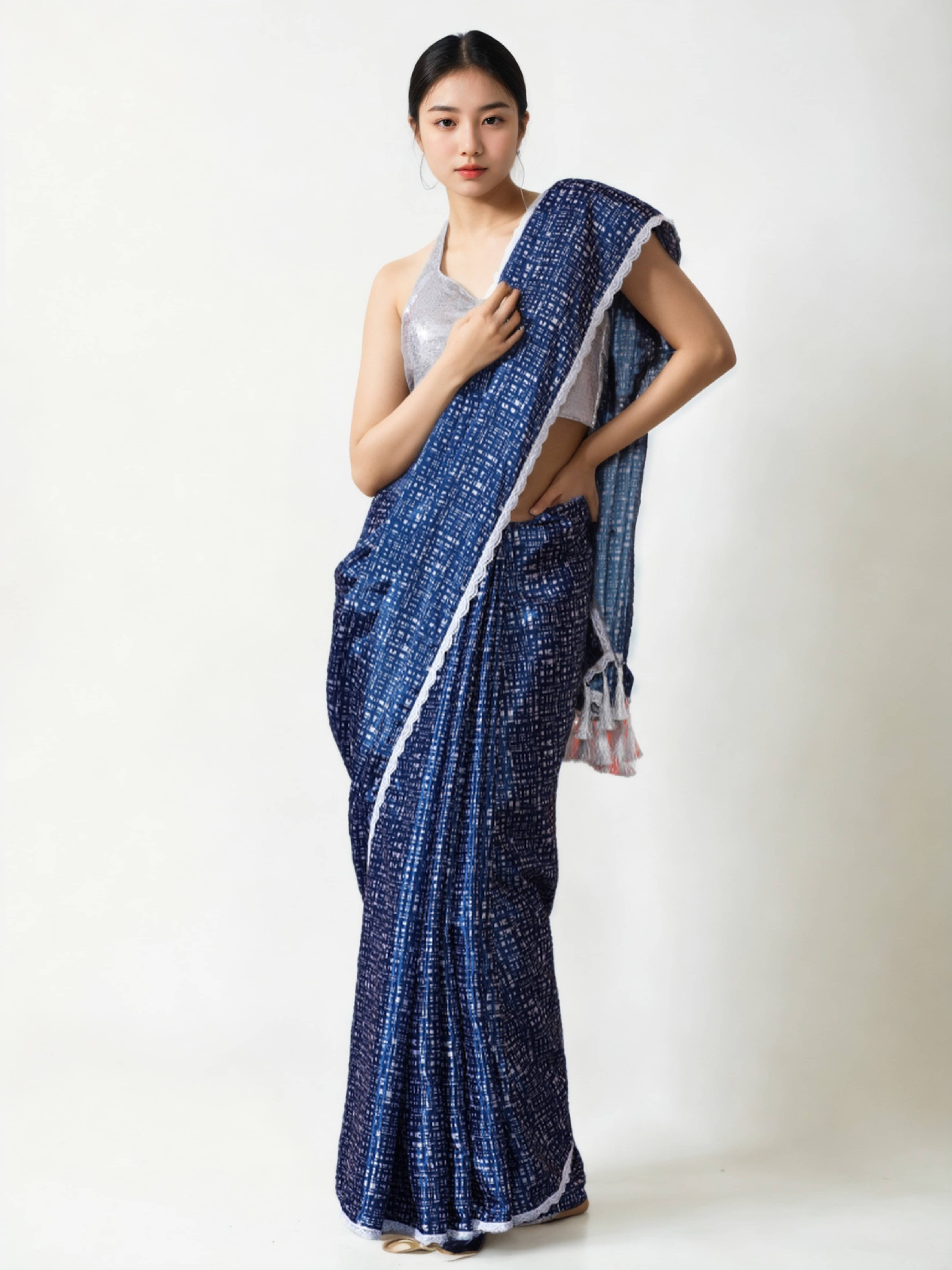     			Panbai sarees Silk Solid Regular Saree With Unstitched Blouse Piece ( Navy Blue )