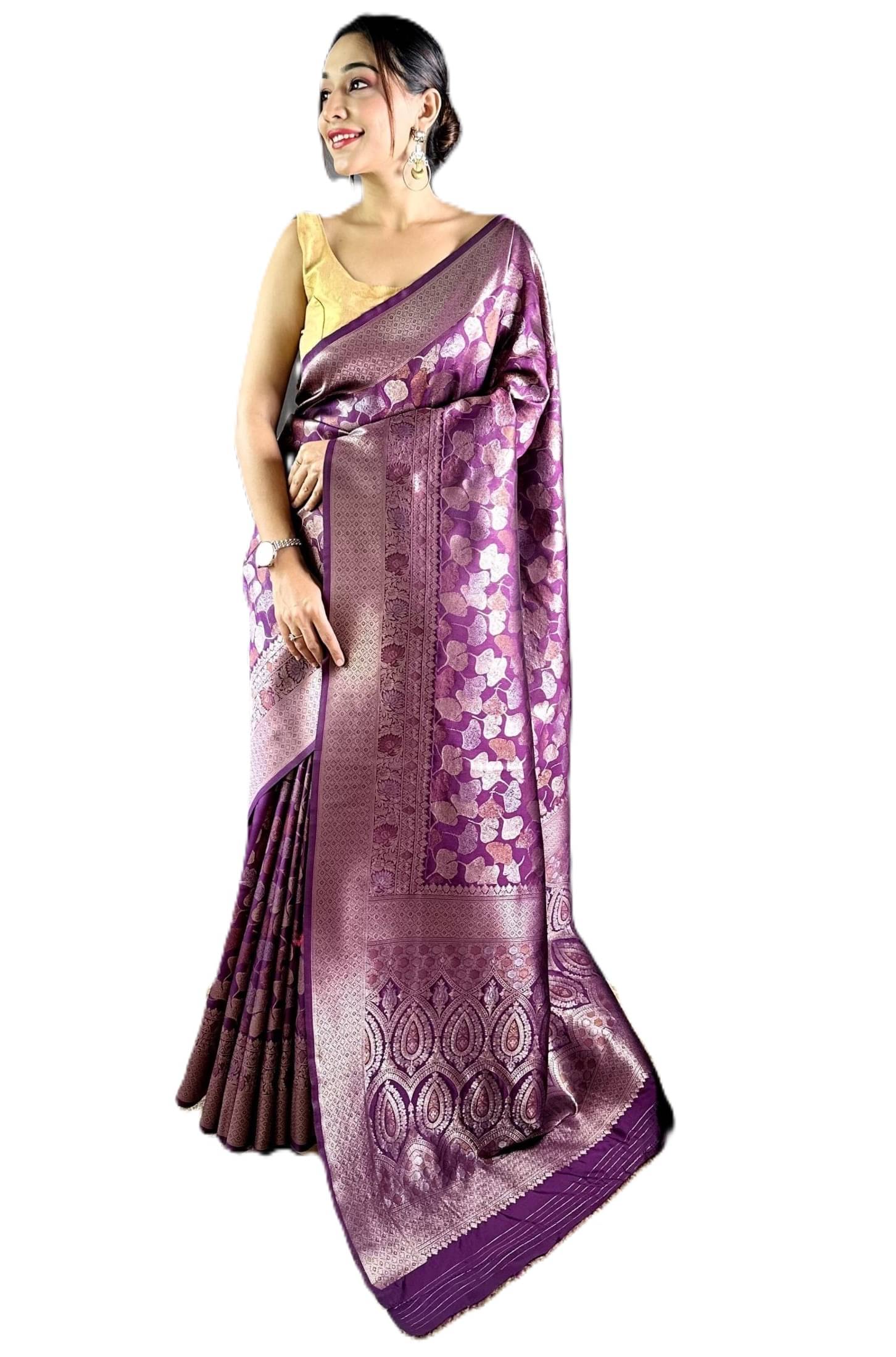     			Panbai sarees Silk Solid Regular Saree Without Blouse Piece ( Purple )