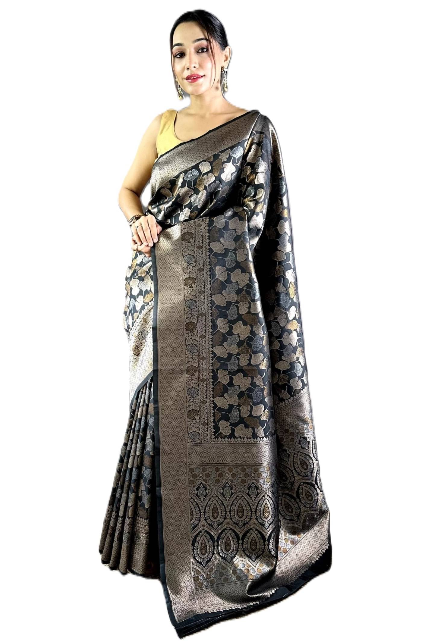     			Panbai sarees Silk Solid Regular Saree Without Blouse Piece ( Black )