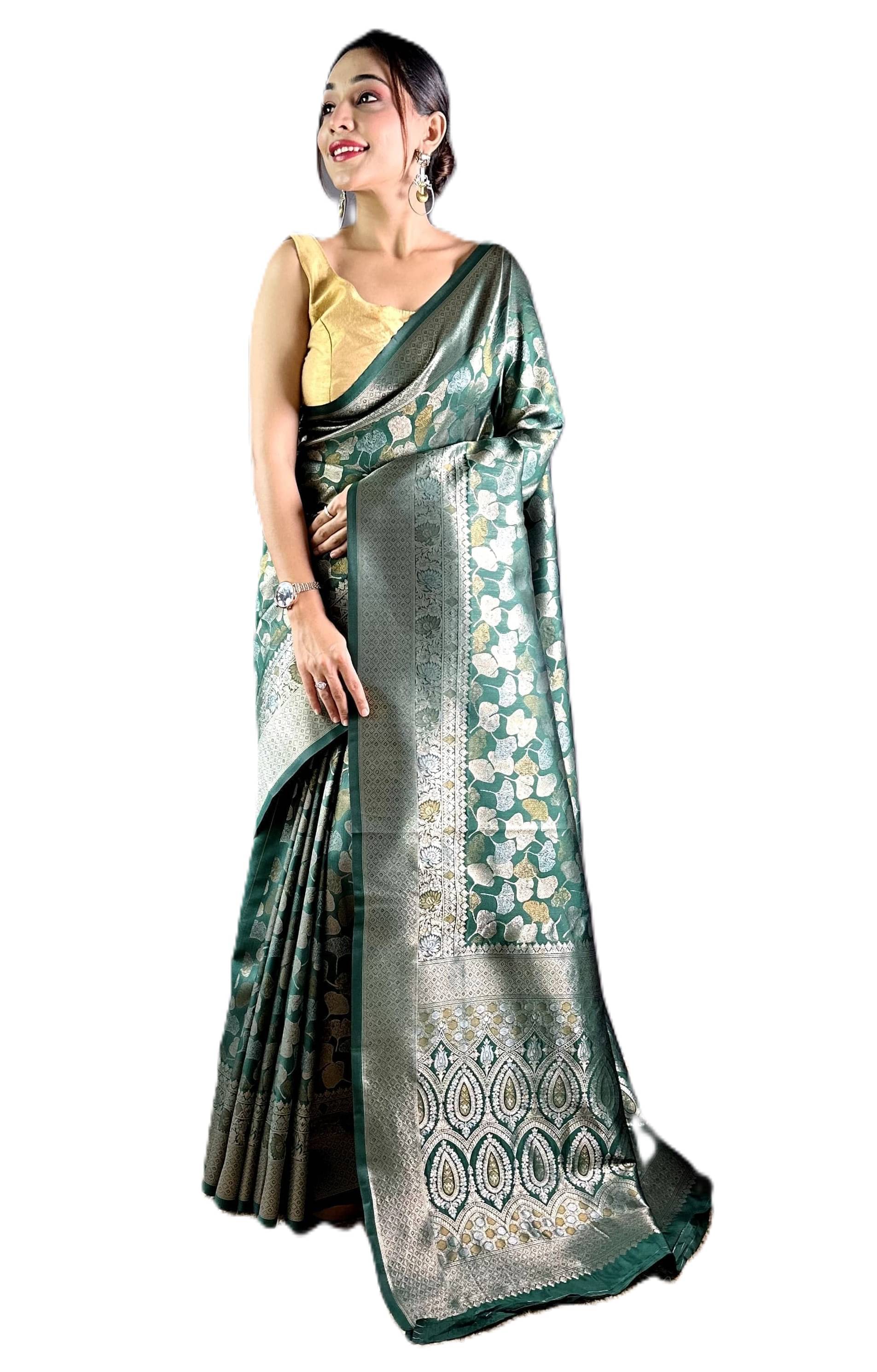     			Panbai sarees Silk Solid Regular Saree Without Blouse Piece ( Green )
