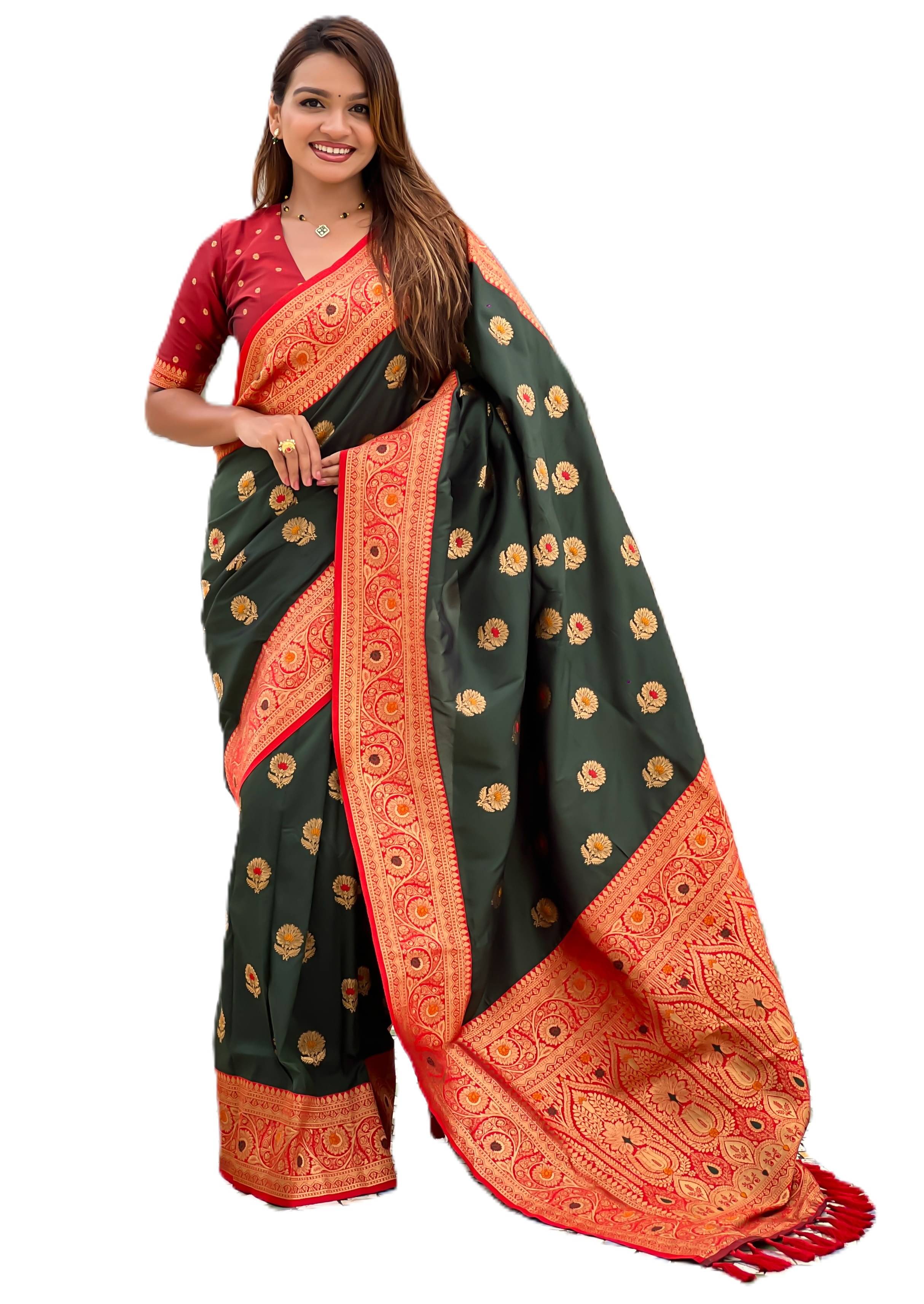     			Panbai sarees Silk Solid Regular Saree Without Blouse Piece ( Green )