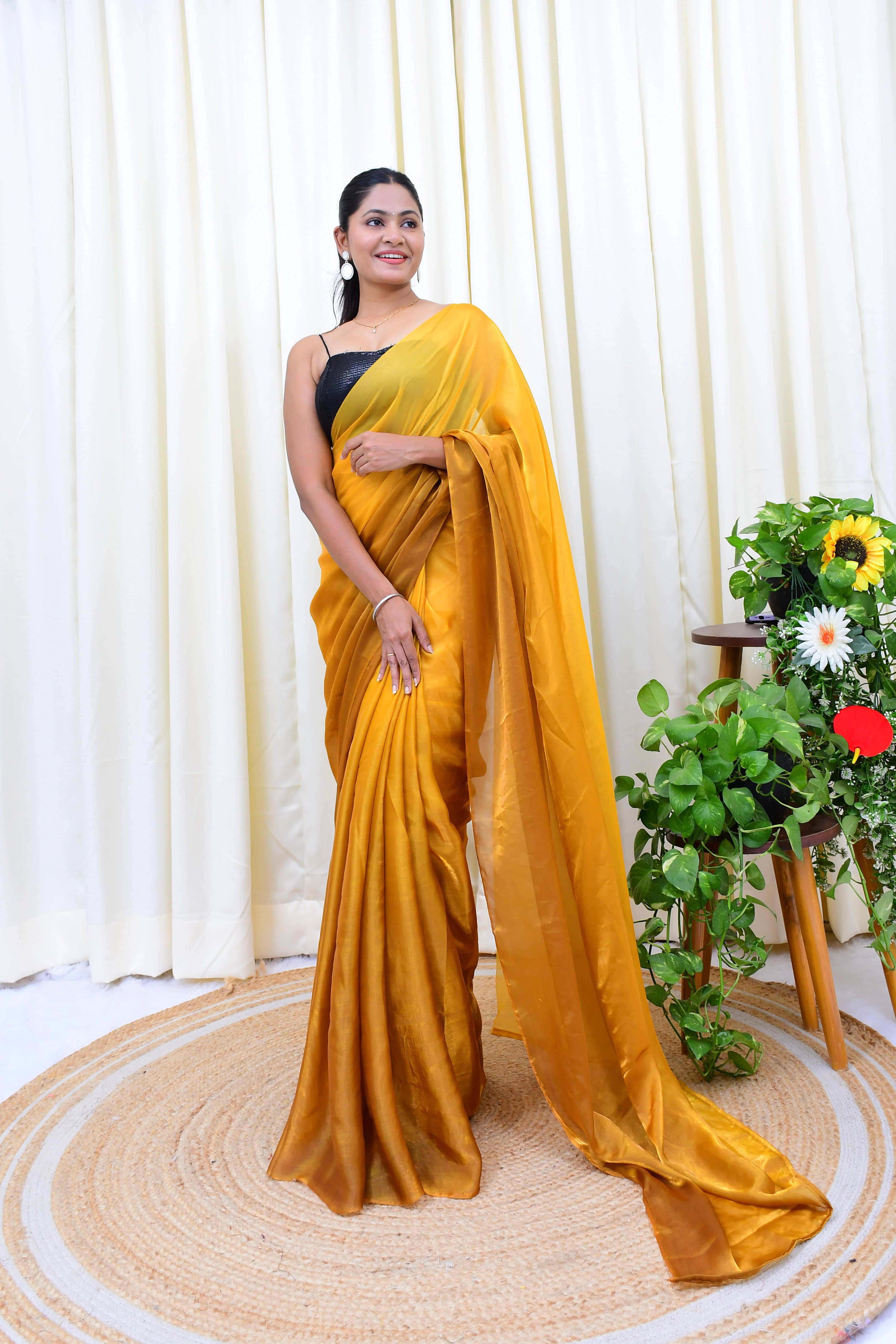     			Panbai sarees Silk Solid Regular Saree Without Blouse Piece ( Mustard )