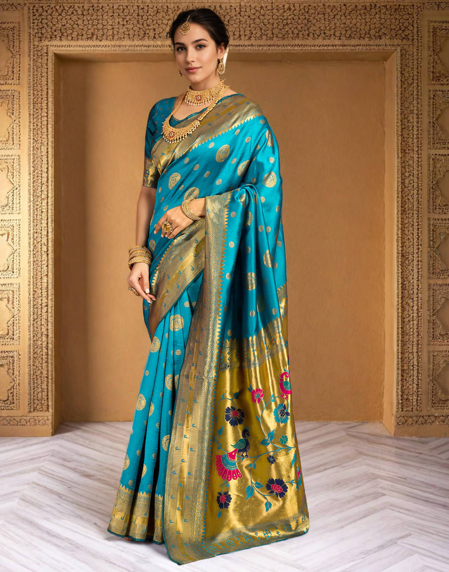     			Panbai sarees Silk Solid Regular Saree Without Blouse Piece ( Blue )