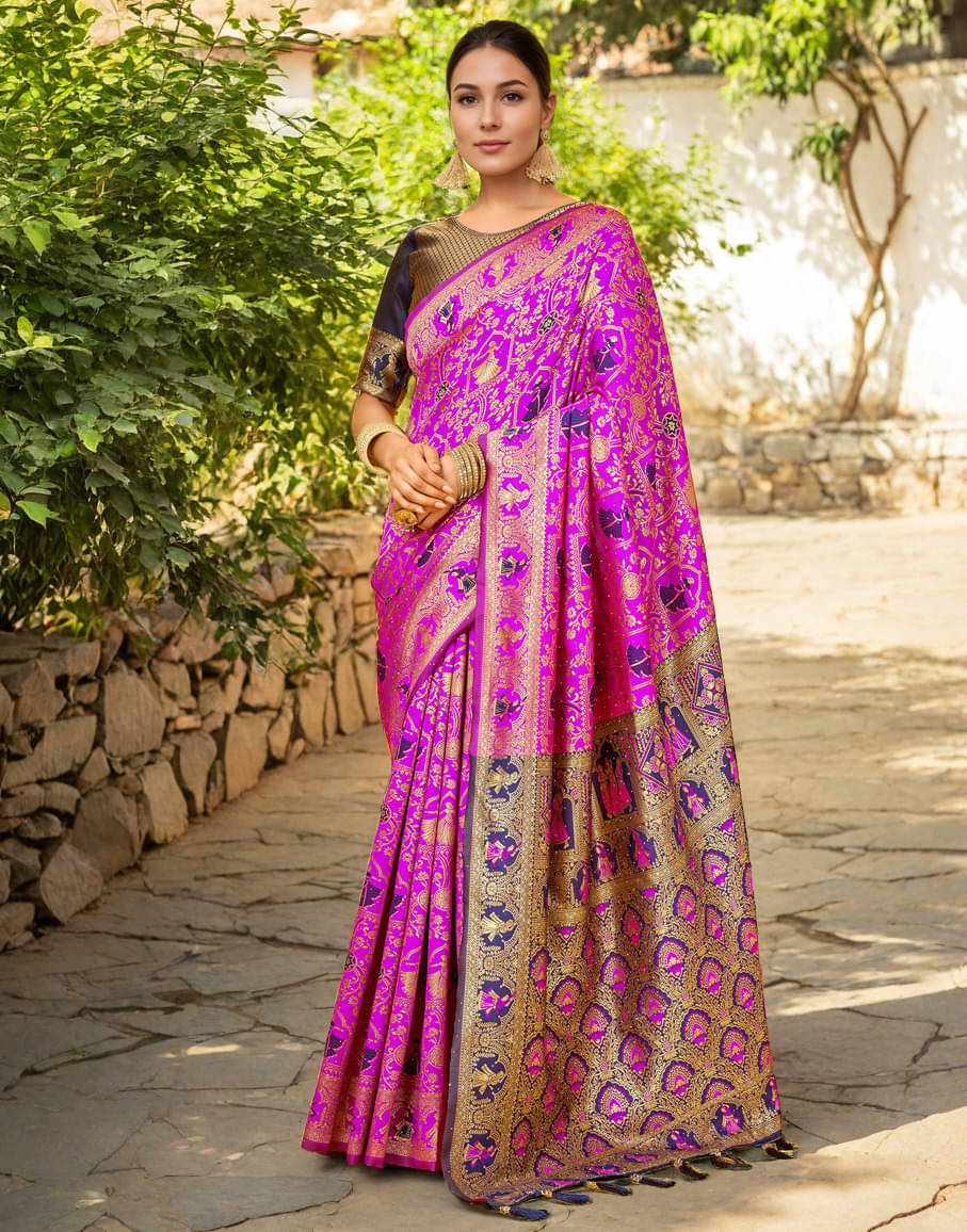 Panbai sarees Silk Solid Regular Saree Without Blouse Piece ( Pink ) Panbai sarees Silk Solid Regular Saree Without Blouse Piece ( Pink )