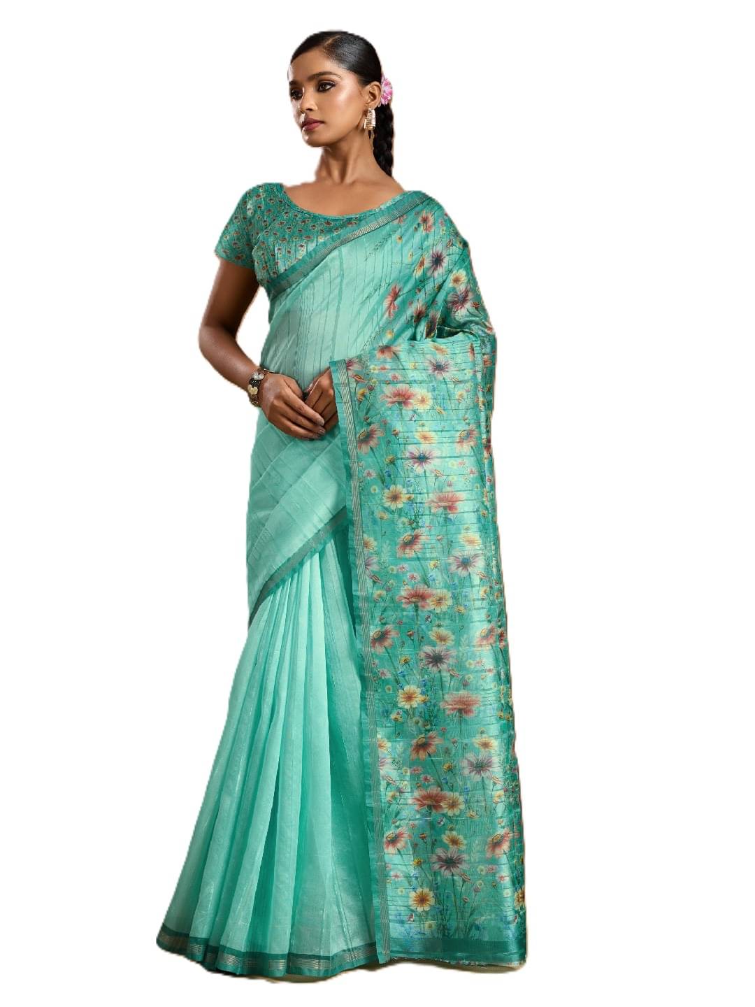     			Panbai sarees Silk Solid Regular Saree Without Blouse Piece ( Blue )