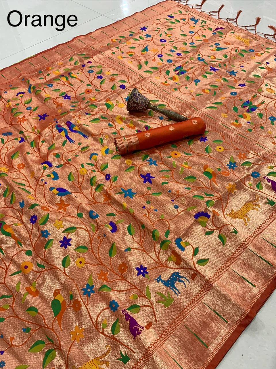    			Panbai sarees Silk Solid Regular Saree Without Blouse Piece ( Orange )