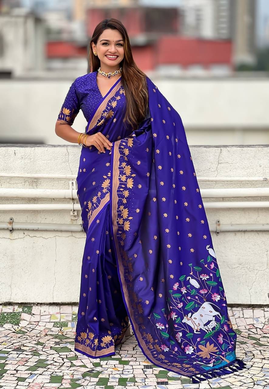     			Panbai sarees Silk Solid Regular Saree Without Blouse Piece ( Blue )